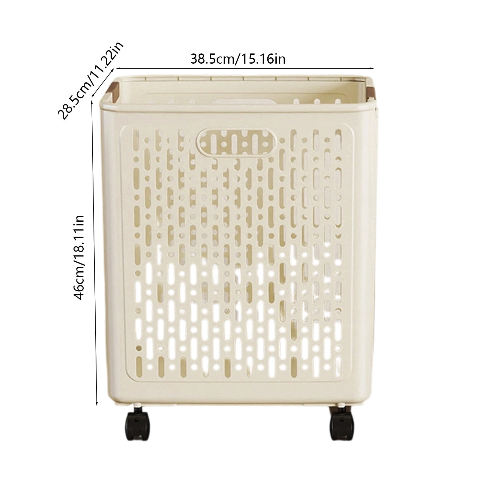 Chmadoxn Collapsible Laundry Hamper with Wheels - Foldable Storage Basket for Clothes, Toys & Organizing | Rolling Linen Cart w/ Handle, Portable Closet Utility Bin 18 Inch Tall Beige - Image 3