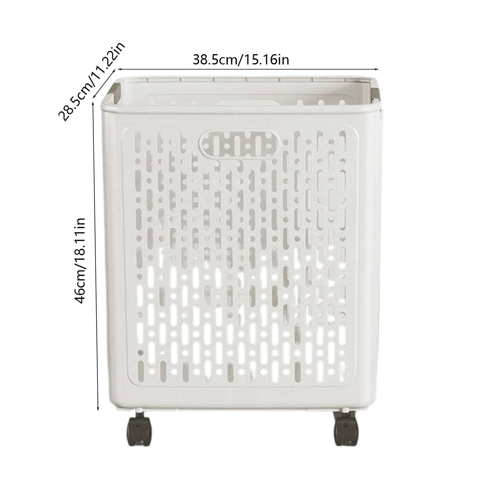 Chmadoxn Collapsible Laundry Hamper with Wheels - Foldable Storage Basket for Clothes, Toys & Organizing | Rolling Linen Cart w/ Handle, Portable Closet Utility Bin 18 Inch Tall White - Image 3