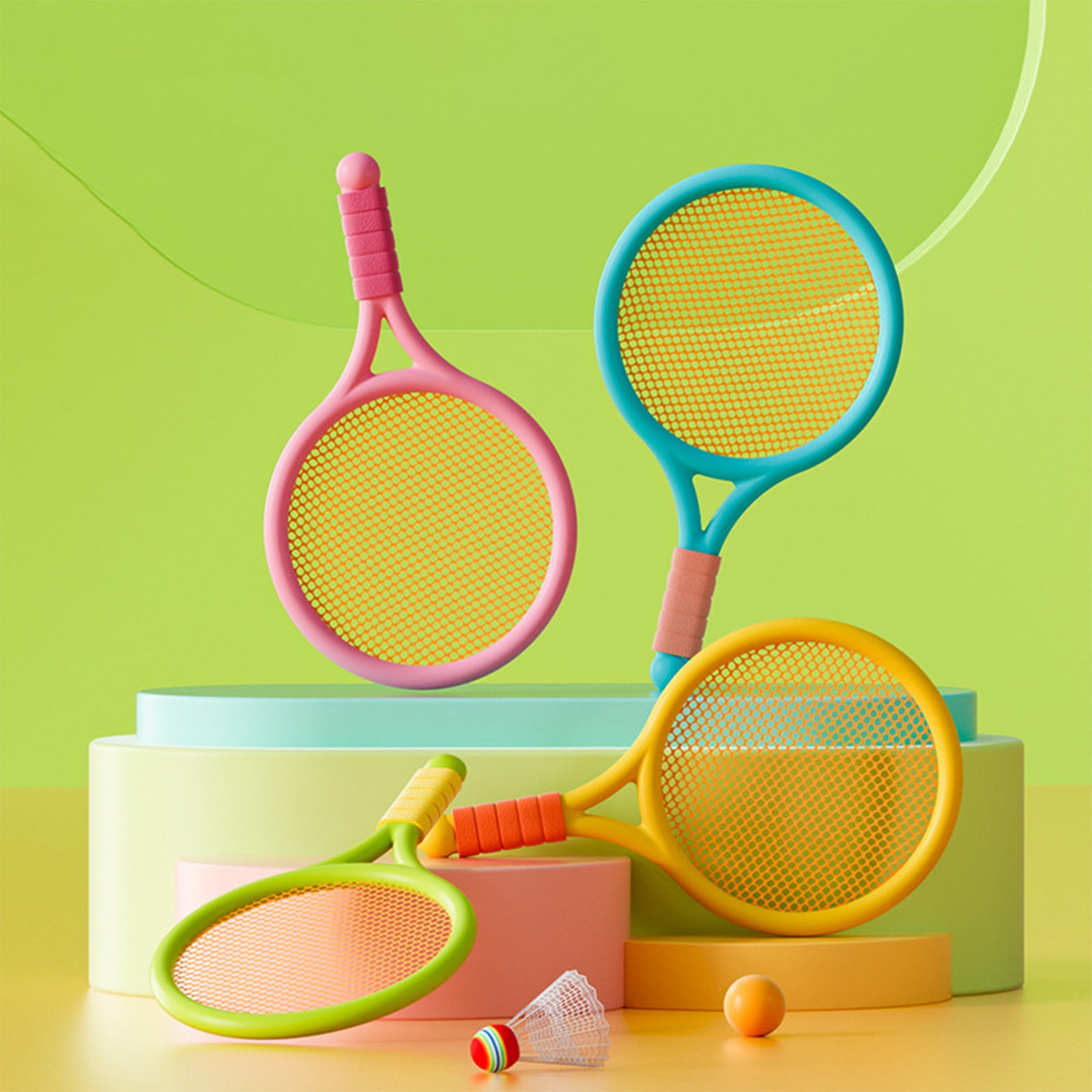 Chmadoxn Kids Badminton & Tennis Set - Racket Family Sports Gift with Balls， Lightweight Beginner Gear for Ages 6-12, Indoor/Outdoor Play Blue - Image 1