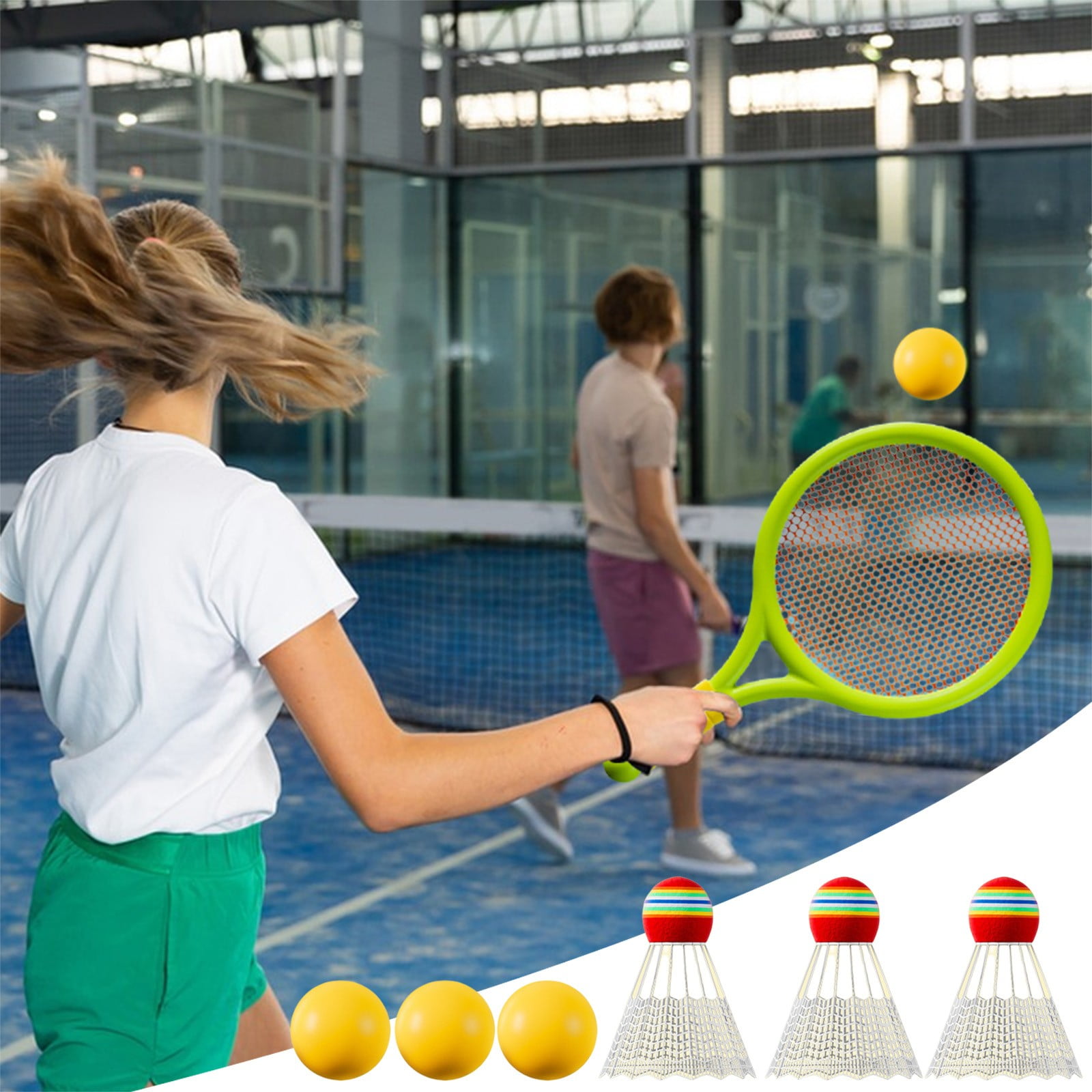 Chmadoxn Kids Badminton & Tennis Set - Racket Family Sports Gift with Balls， Lightweight Beginner Gear for Ages 6-12, Indoor/Outdoor Play Blue 1 - Image 1