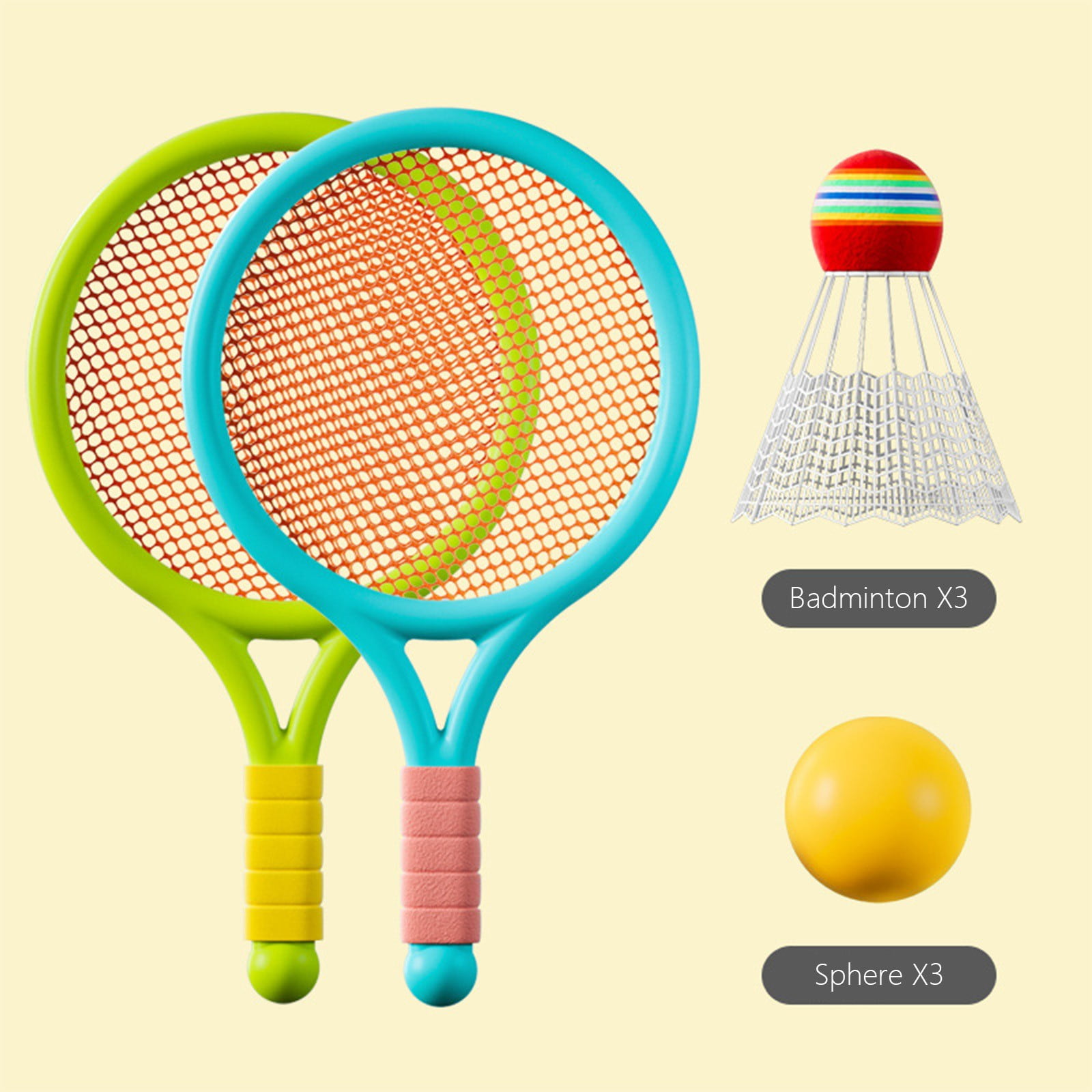 Chmadoxn Kids Badminton & Tennis Set - Racket Family Sports Gift with Balls， Lightweight Beginner Gear for Ages 6-12, Indoor/Outdoor Play Blue 1 - Image 4