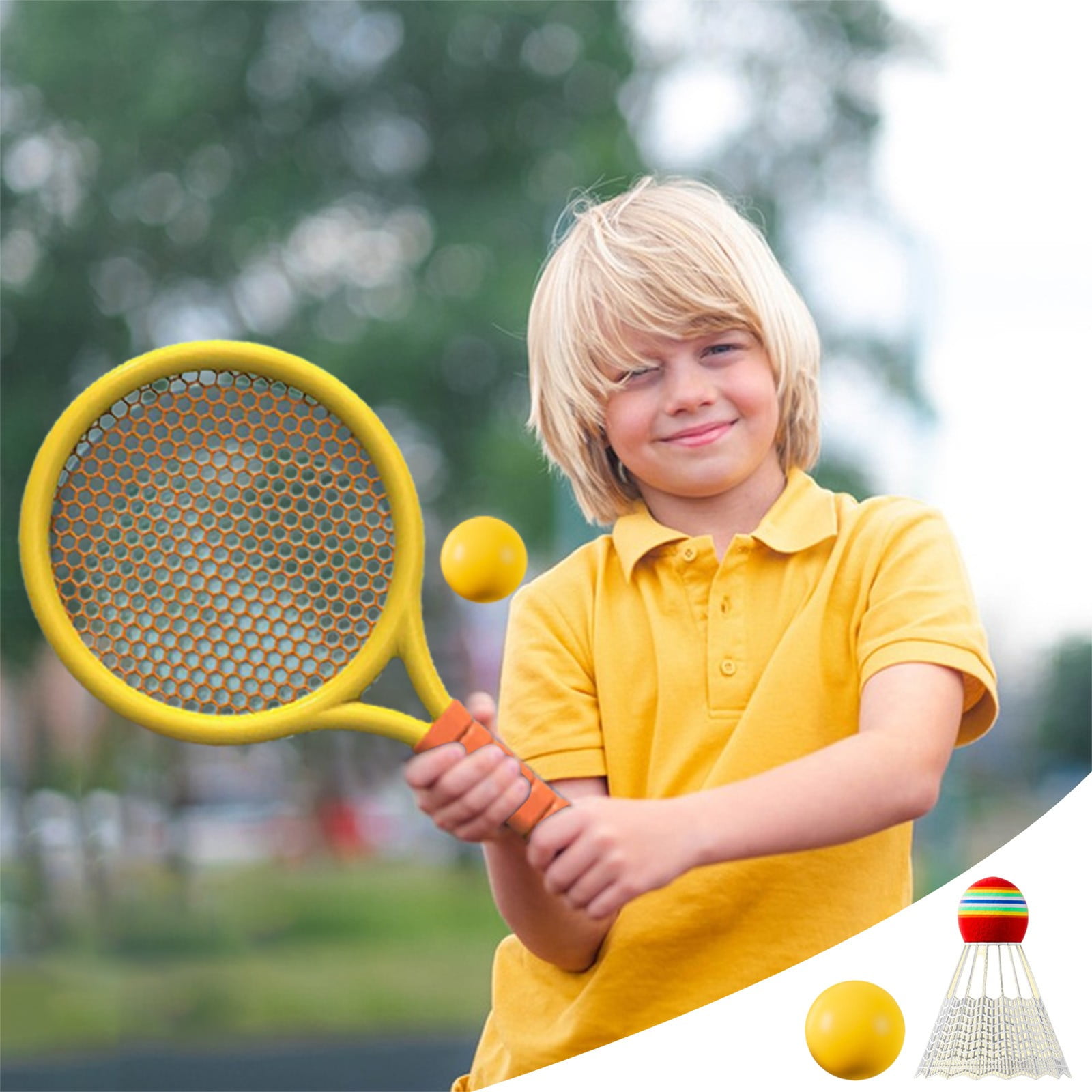 Chmadoxn Kids Badminton & Tennis Set - Racket Family Sports Gift with Balls， Lightweight Beginner Gear for Ages 6-12, Indoor/Outdoor Play Red - Image 1