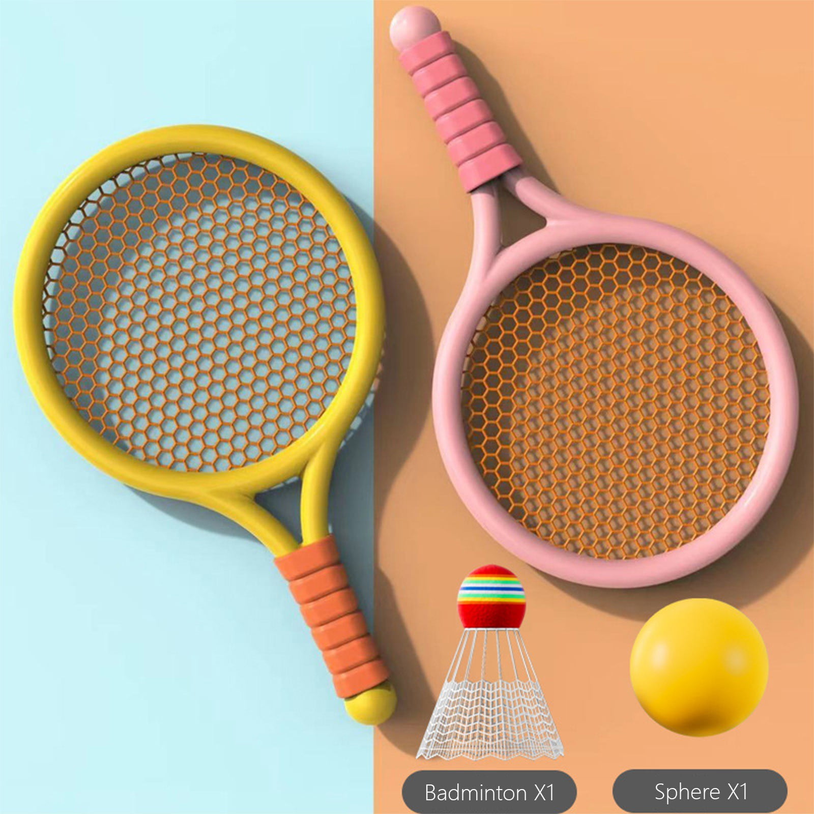 Chmadoxn Kids Badminton & Tennis Set - Racket Family Sports Gift with Balls， Lightweight Beginner Gear for Ages 6-12, Indoor/Outdoor Play Red - Image 4