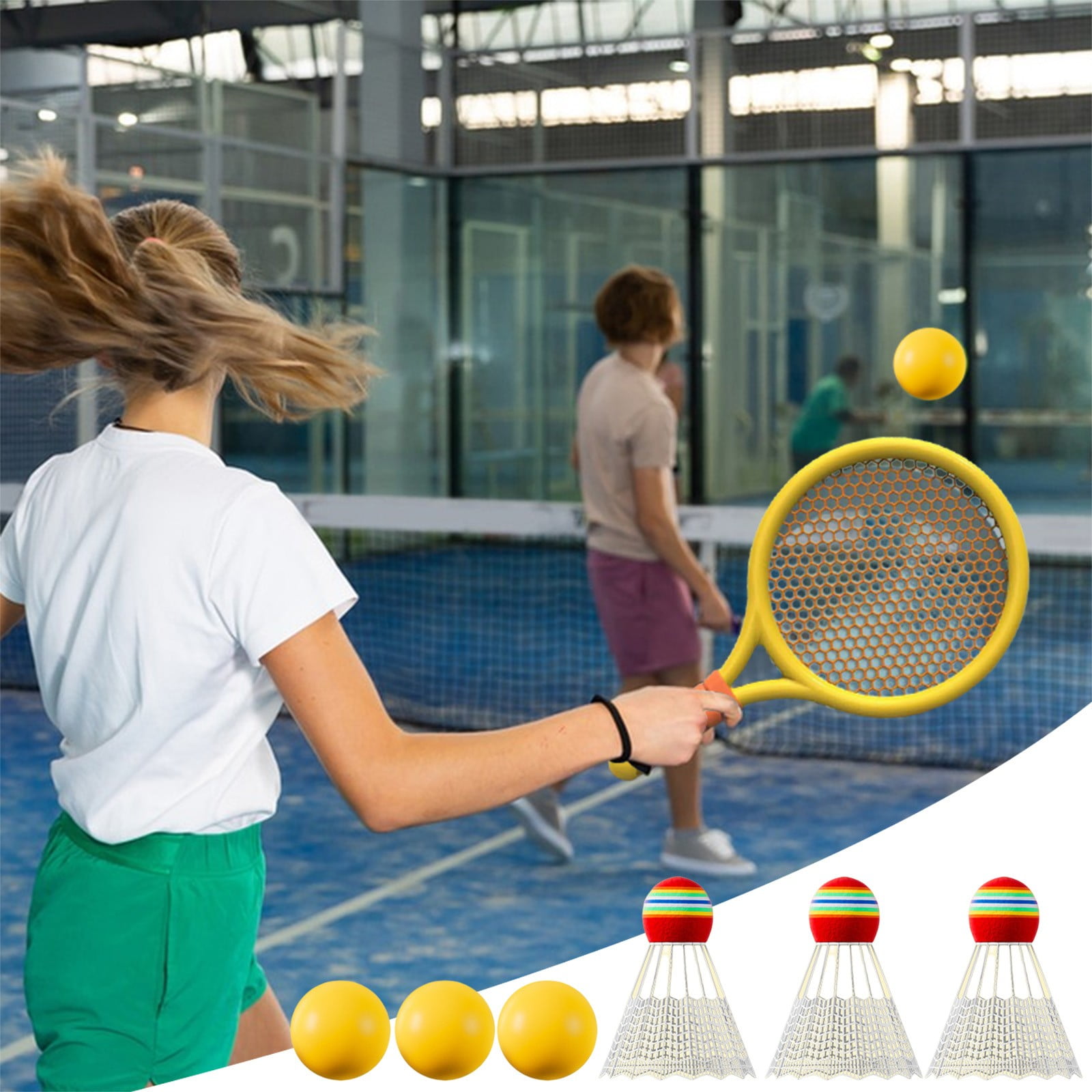 Chmadoxn Kids Badminton & Tennis Set - Racket Family Sports Gift with Balls， Lightweight Beginner Gear for Ages 6-12, Indoor/Outdoor Play Red 1 - Image 1
