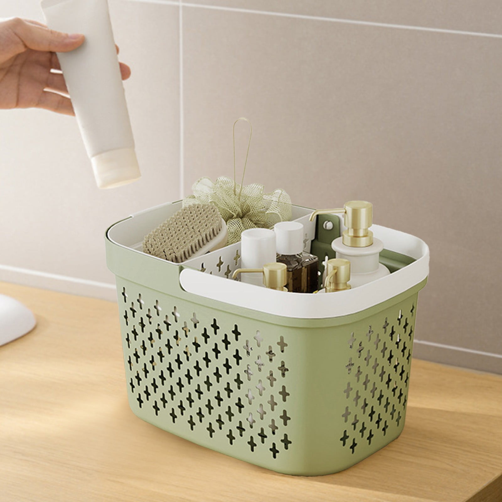 Kdkad Portable Shower Caddy Basket - Water-Resistant Bath Organizer with Drain Holes | PP Plastic Dorm Essential with Handles for Toiletries & Cosmetics Storage 7.5×10.4×6.6 in C - Image 6