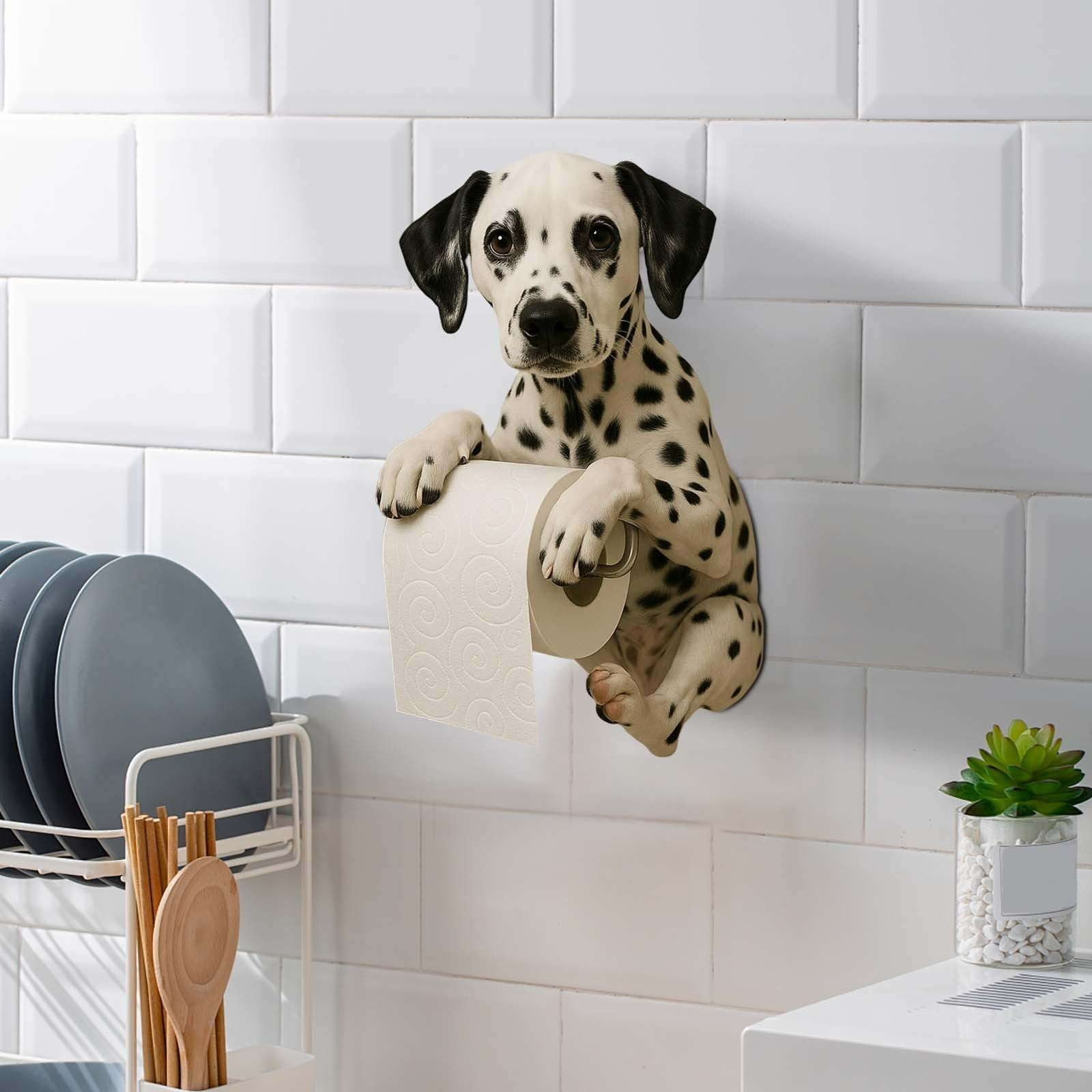 Darzheoy Dogs Toilet Roll Holder Series, 3D Resin Cute Dog Towel Rack, Wall Mouted Toilets Paper Storage Dispenser for Home Bathroom Kitchen A - Image 3