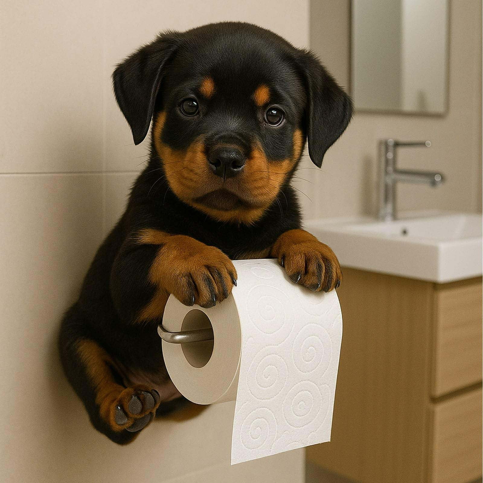 Darzheoy Dogs Toilet Roll Holder Series, 3D Resin Cute Dog Towel Rack, Wall Mouted Toilets Paper Storage Dispenser for Home Bathroom Kitchen B - Image 4
