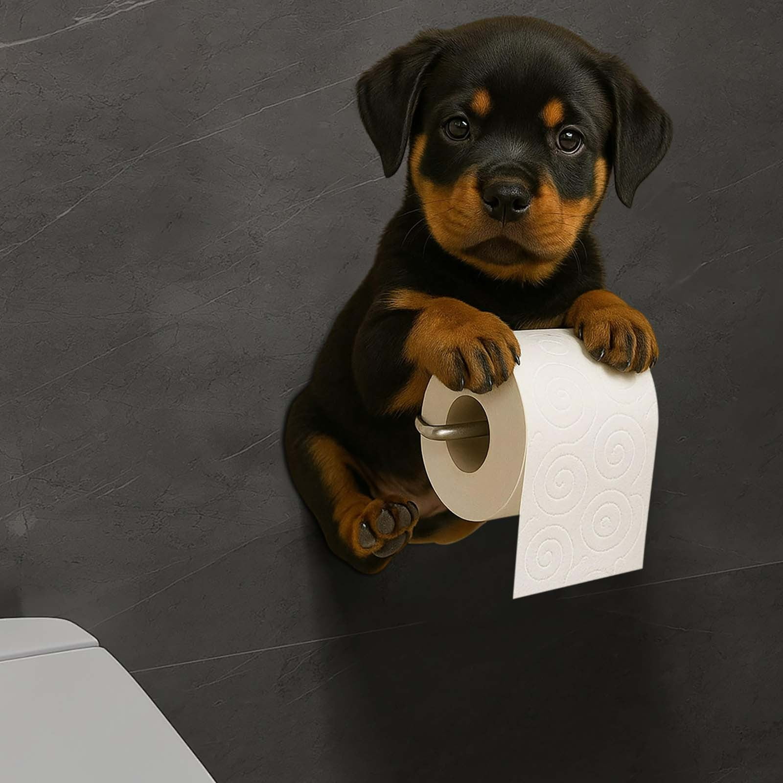 Darzheoy Dogs Toilet Roll Holder Series, 3D Resin Cute Dog Towel Rack, Wall Mouted Toilets Paper Storage Dispenser for Home Bathroom Kitchen B - Image 5