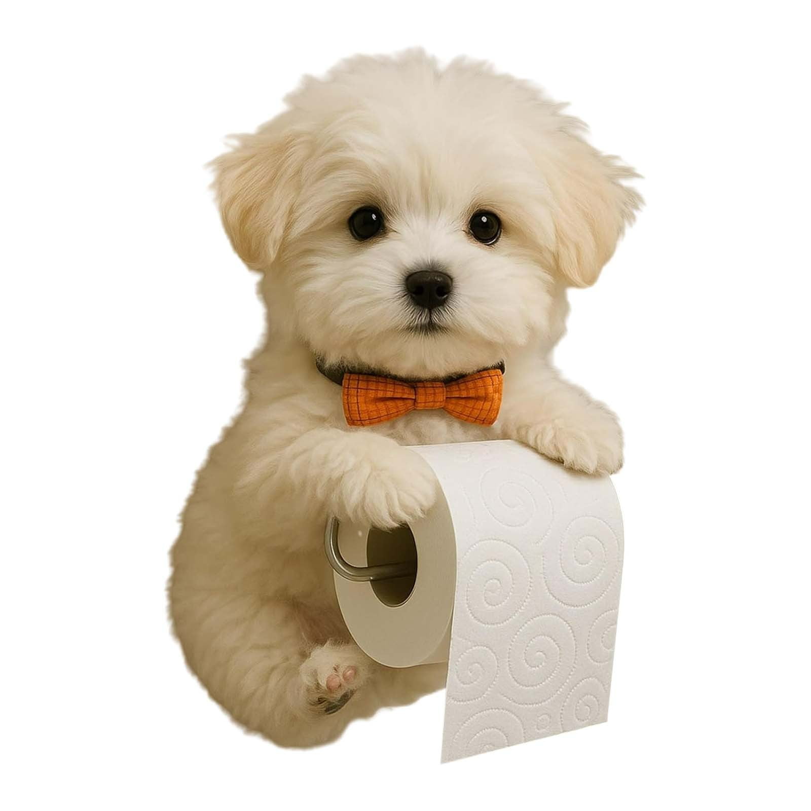 Darzheoy Dogs Toilet Roll Holder Series, 3D Resin Cute Dog Towel Rack, Wall Mouted Toilets Paper Storage Dispenser for Home Bathroom Kitchen C - Image 1