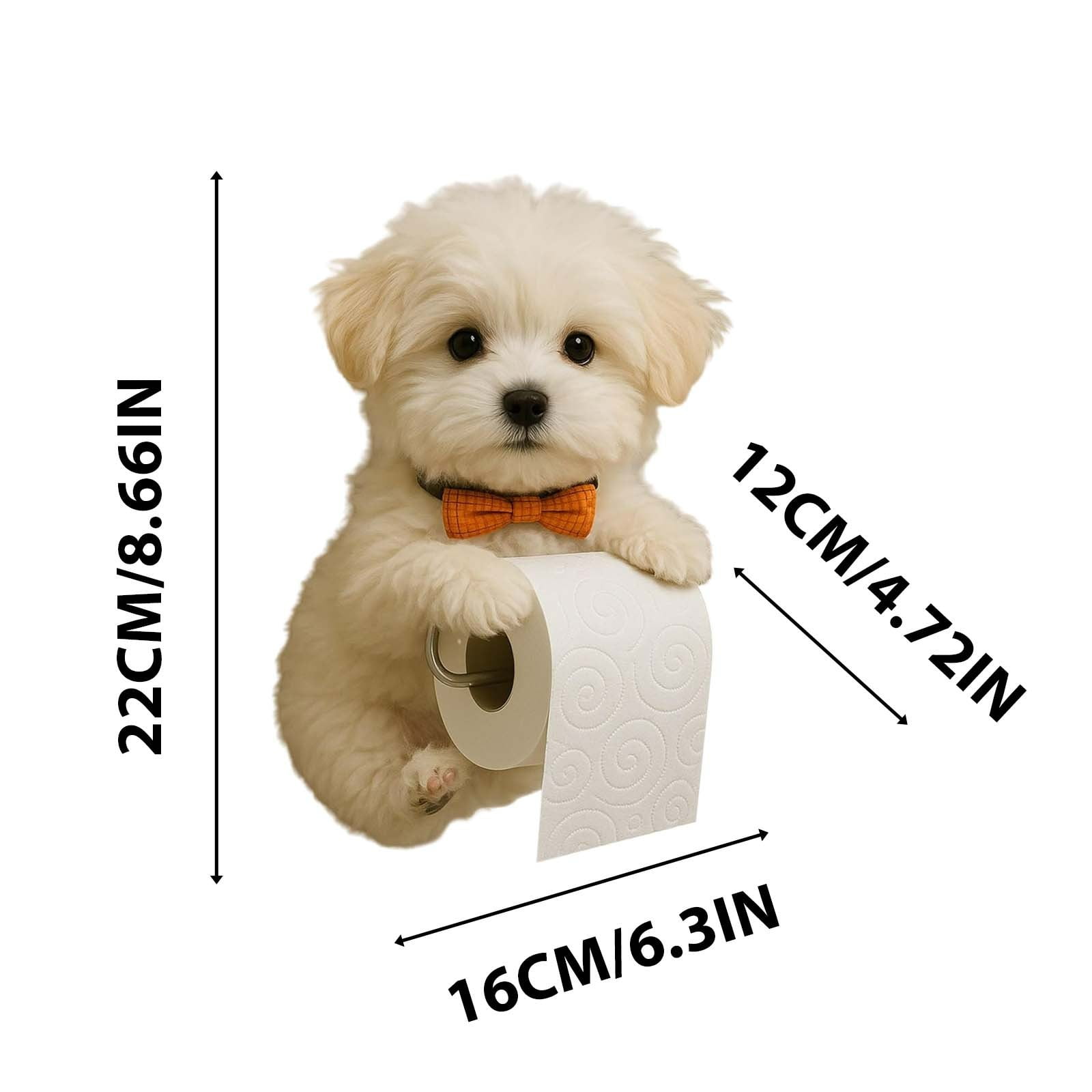 Darzheoy Dogs Toilet Roll Holder Series, 3D Resin Cute Dog Towel Rack, Wall Mouted Toilets Paper Storage Dispenser for Home Bathroom Kitchen C - Image 2