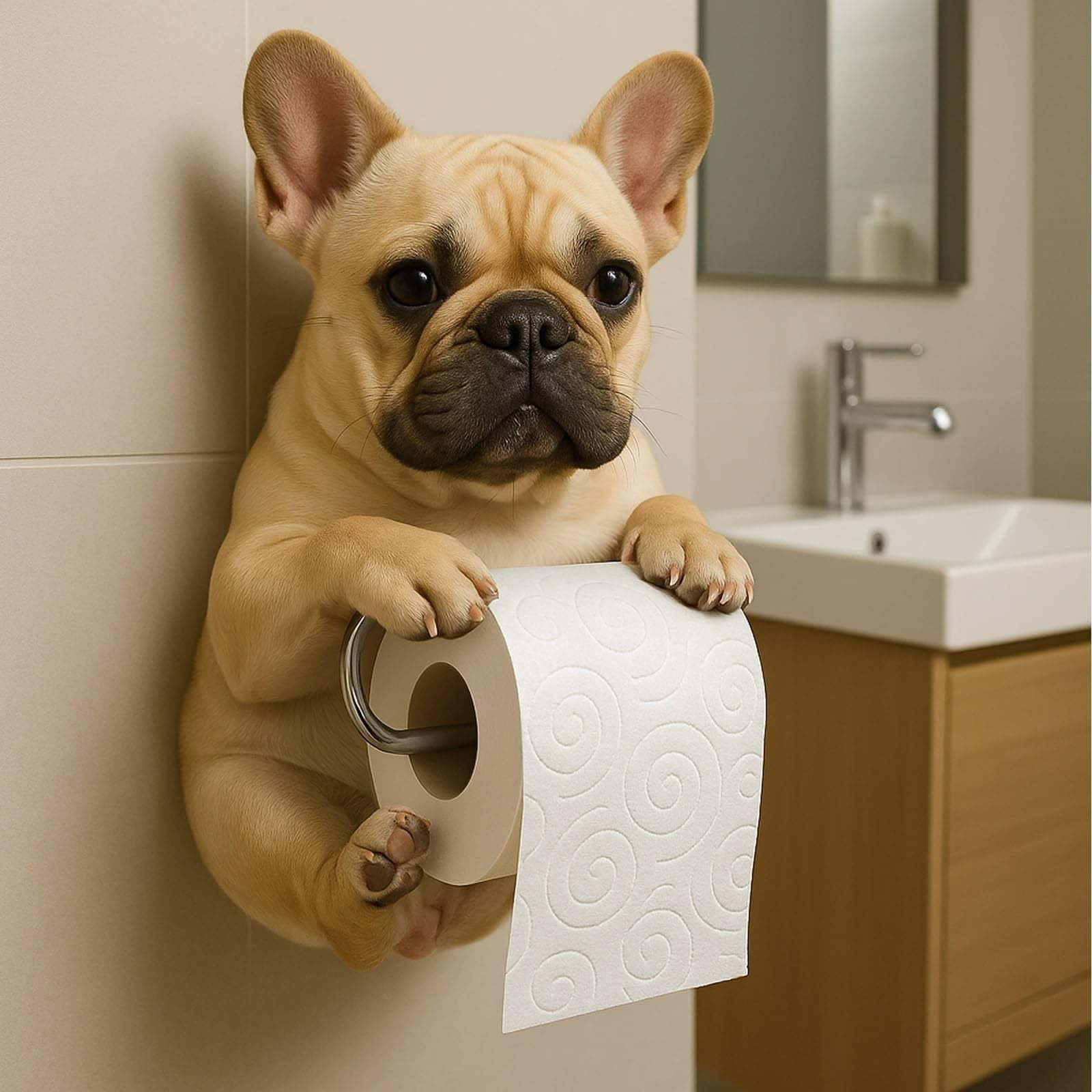 Darzheoy Dogs Toilet Roll Holder Series, 3D Resin Cute Dog Towel Rack, Wall Mouted Toilets Paper Storage Dispenser for Home Bathroom Kitchen E - Image 4