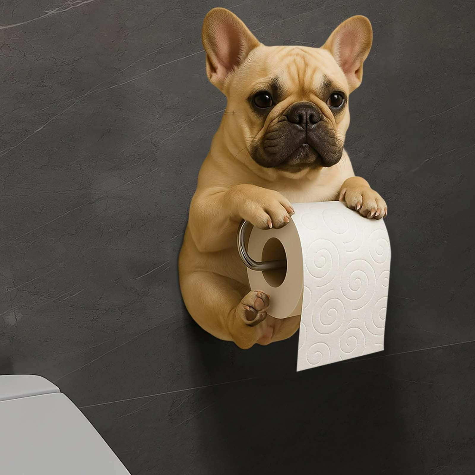 Darzheoy Dogs Toilet Roll Holder Series, 3D Resin Cute Dog Towel Rack, Wall Mouted Toilets Paper Storage Dispenser for Home Bathroom Kitchen E - Image 5