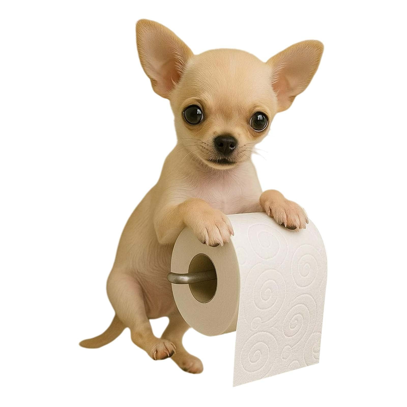 Darzheoy Dogs Toilet Roll Holder Series, 3D Resin Cute Dog Towel Rack, Wall Mouted Toilets Paper Storage Dispenser for Home Bathroom Kitchen F - Image 1