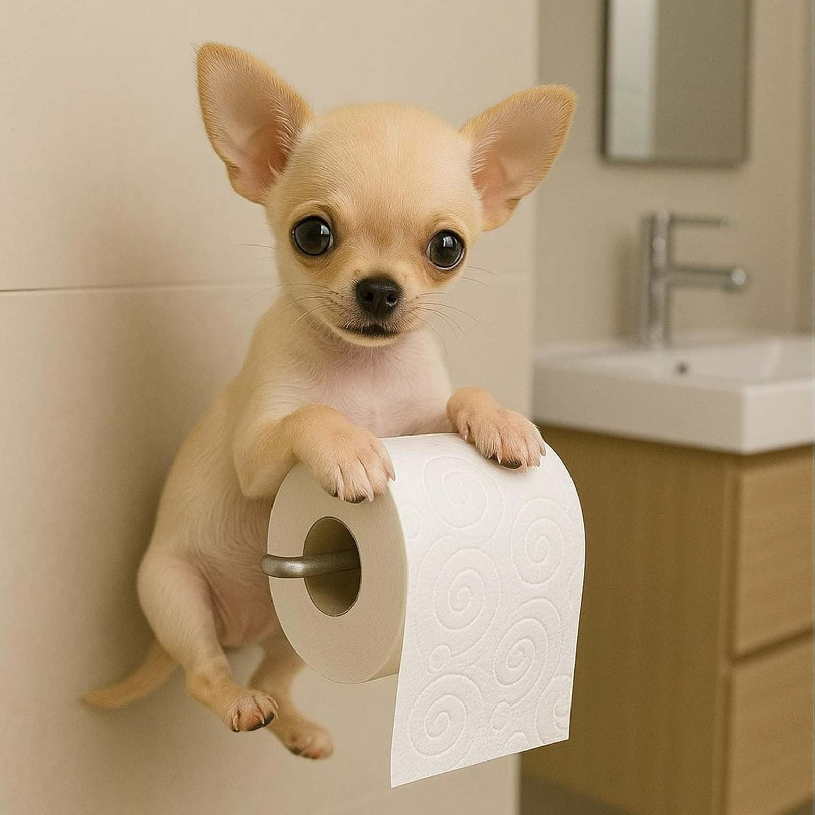 Darzheoy Dogs Toilet Roll Holder Series, 3D Resin Cute Dog Towel Rack, Wall Mouted Toilets Paper Storage Dispenser for Home Bathroom Kitchen F - Image 4