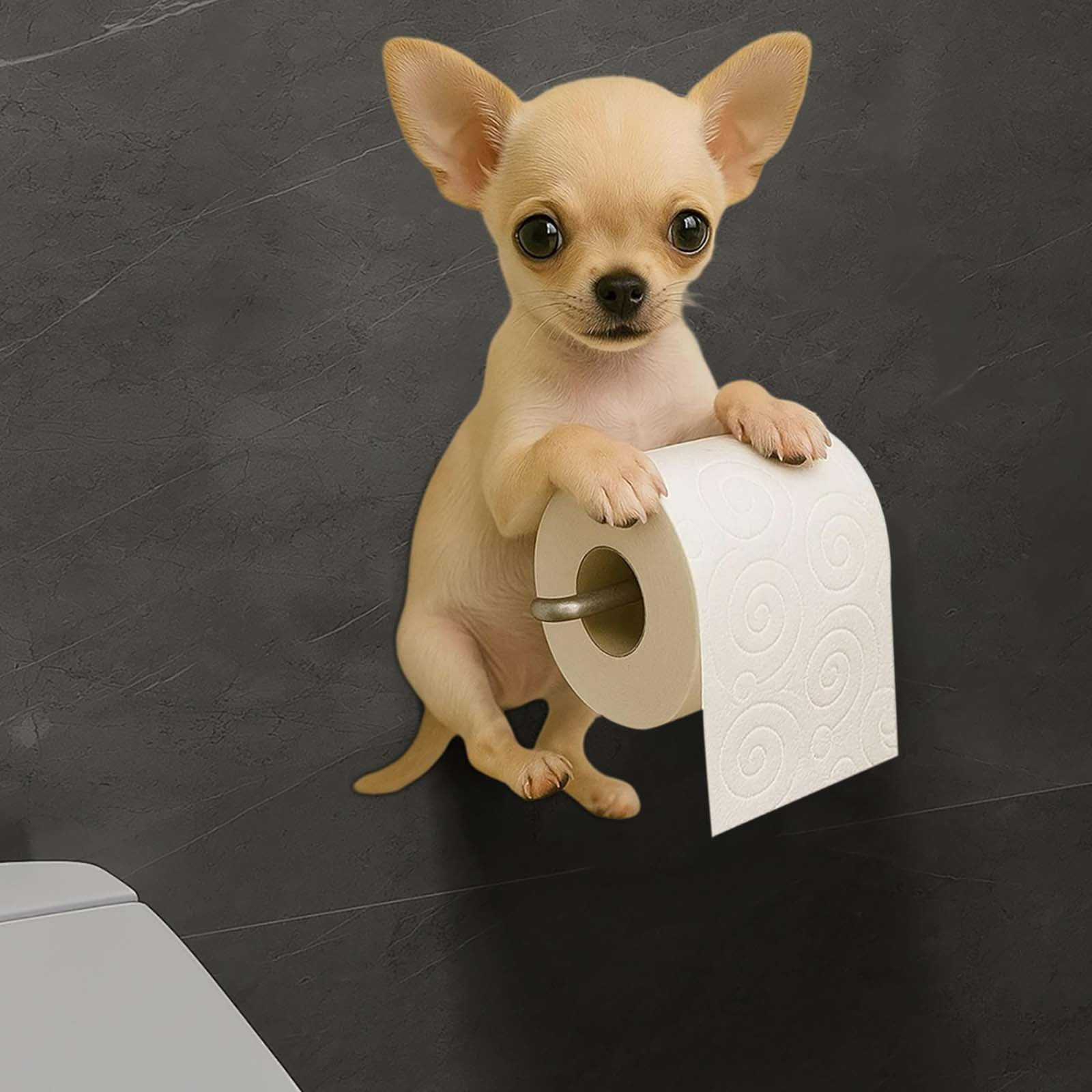 Darzheoy Dogs Toilet Roll Holder Series, 3D Resin Cute Dog Towel Rack, Wall Mouted Toilets Paper Storage Dispenser for Home Bathroom Kitchen F - Image 5