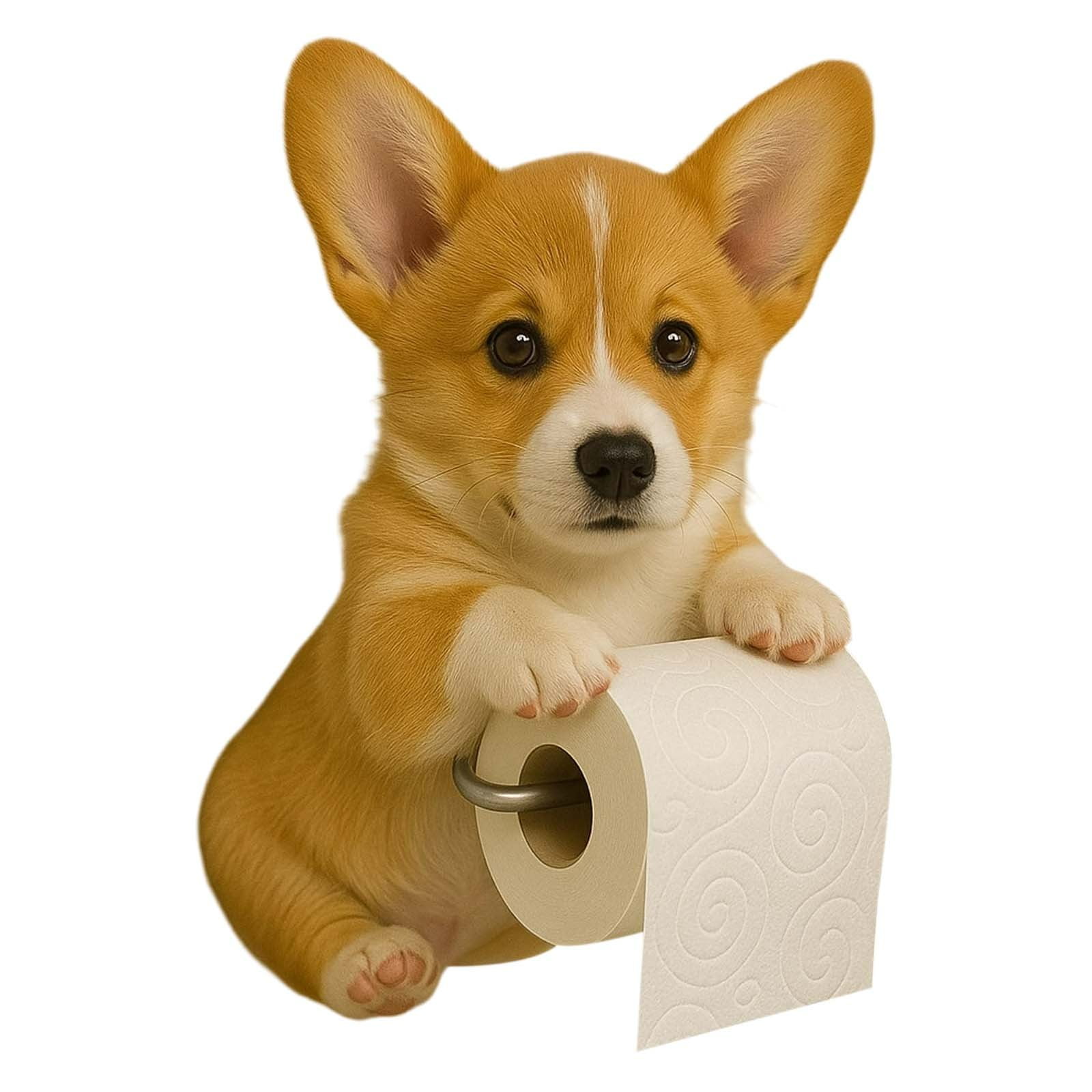 Darzheoy Dogs Toilet Roll Holder Series, 3D Resin Cute Dog Towel Rack, Wall Mouted Toilets Paper Storage Dispenser for Home Bathroom Kitchen G - Image 1
