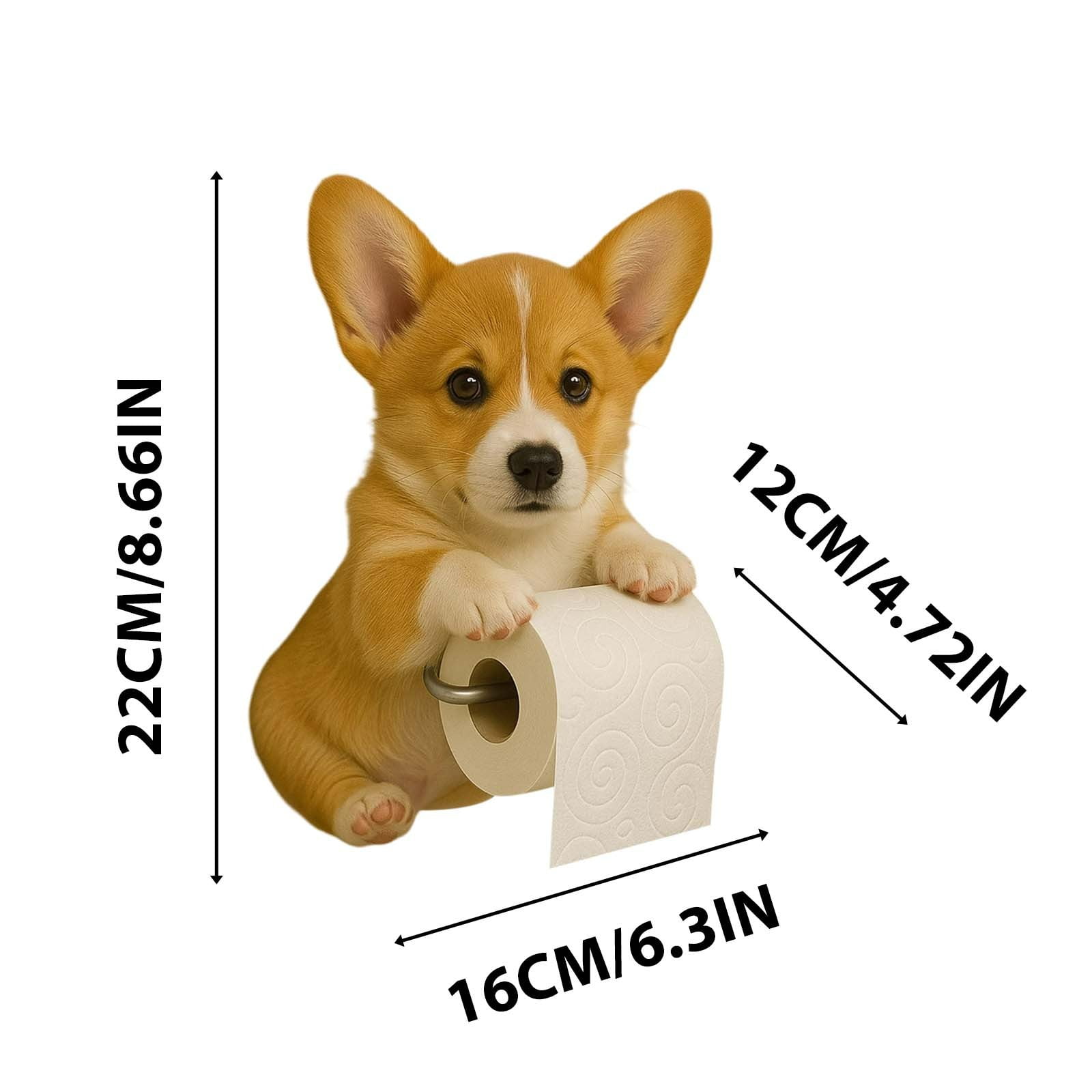 Darzheoy Dogs Toilet Roll Holder Series, 3D Resin Cute Dog Towel Rack, Wall Mouted Toilets Paper Storage Dispenser for Home Bathroom Kitchen G - Image 2