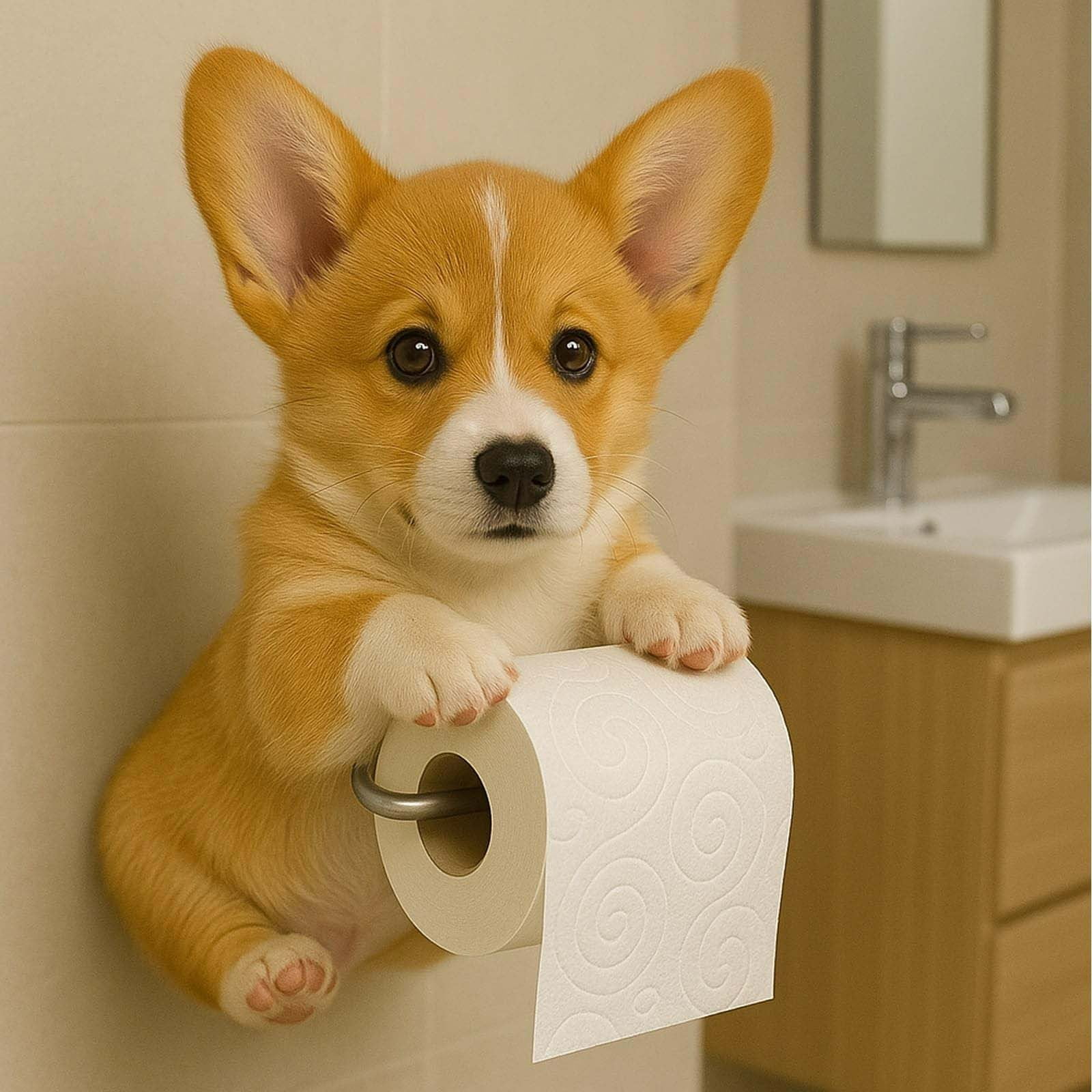 Darzheoy Dogs Toilet Roll Holder Series, 3D Resin Cute Dog Towel Rack, Wall Mouted Toilets Paper Storage Dispenser for Home Bathroom Kitchen G - Image 4