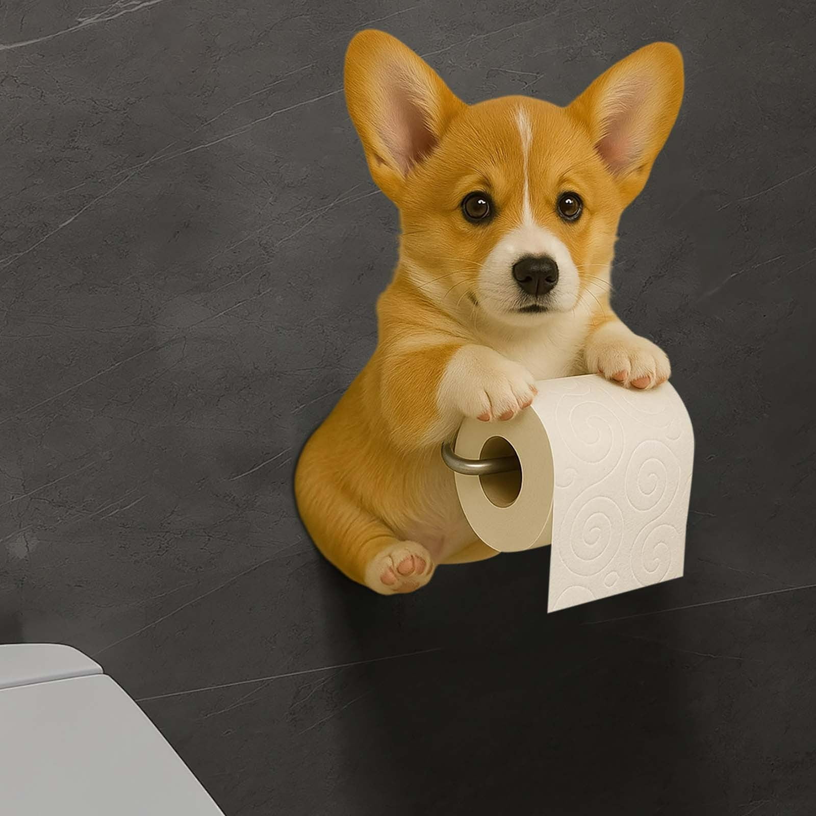 Darzheoy Dogs Toilet Roll Holder Series, 3D Resin Cute Dog Towel Rack, Wall Mouted Toilets Paper Storage Dispenser for Home Bathroom Kitchen G - Image 5