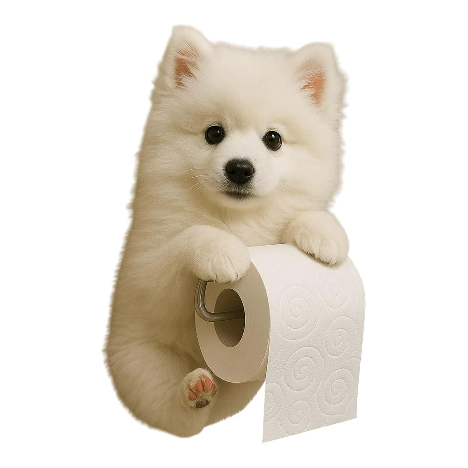 Darzheoy Dogs Toilet Roll Holder Series, 3D Resin Cute Dog Towel Rack, Wall Mouted Toilets Paper Storage Dispenser for Home Bathroom Kitchen I - Image 1