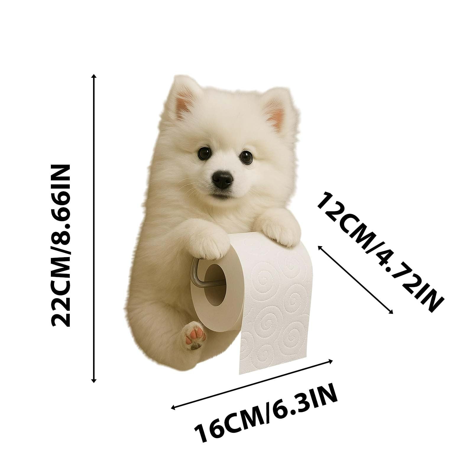 Darzheoy Dogs Toilet Roll Holder Series, 3D Resin Cute Dog Towel Rack, Wall Mouted Toilets Paper Storage Dispenser for Home Bathroom Kitchen I - Image 2