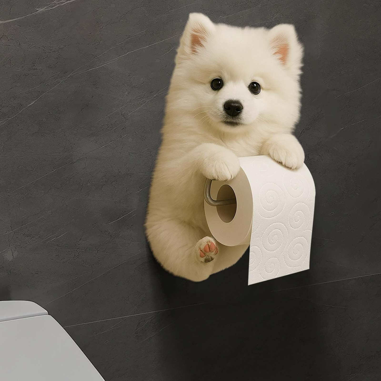 Darzheoy Dogs Toilet Roll Holder Series, 3D Resin Cute Dog Towel Rack, Wall Mouted Toilets Paper Storage Dispenser for Home Bathroom Kitchen I - Image 3