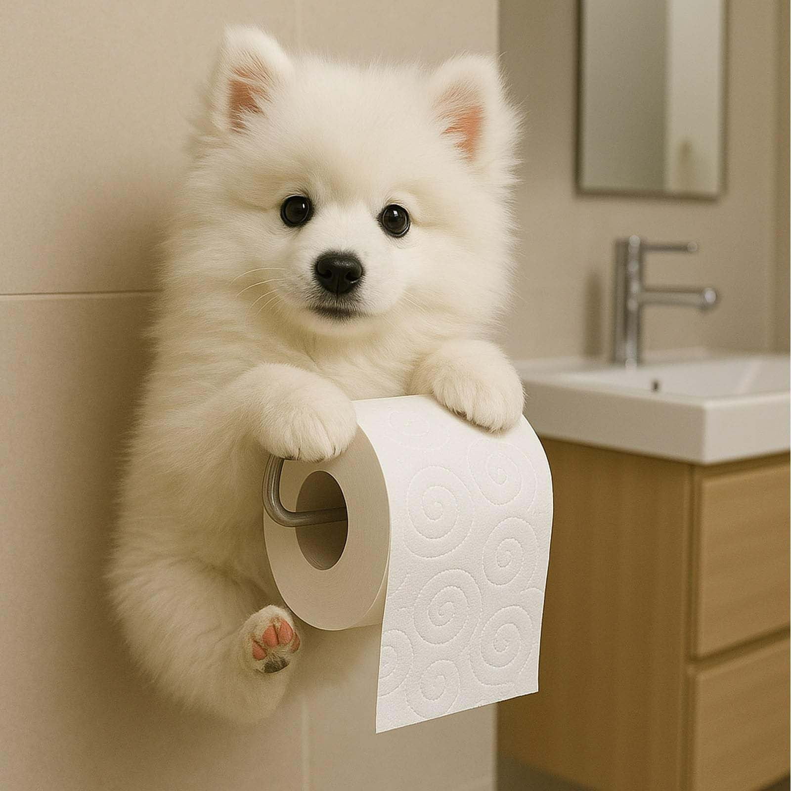 Darzheoy Dogs Toilet Roll Holder Series, 3D Resin Cute Dog Towel Rack, Wall Mouted Toilets Paper Storage Dispenser for Home Bathroom Kitchen I - Image 4