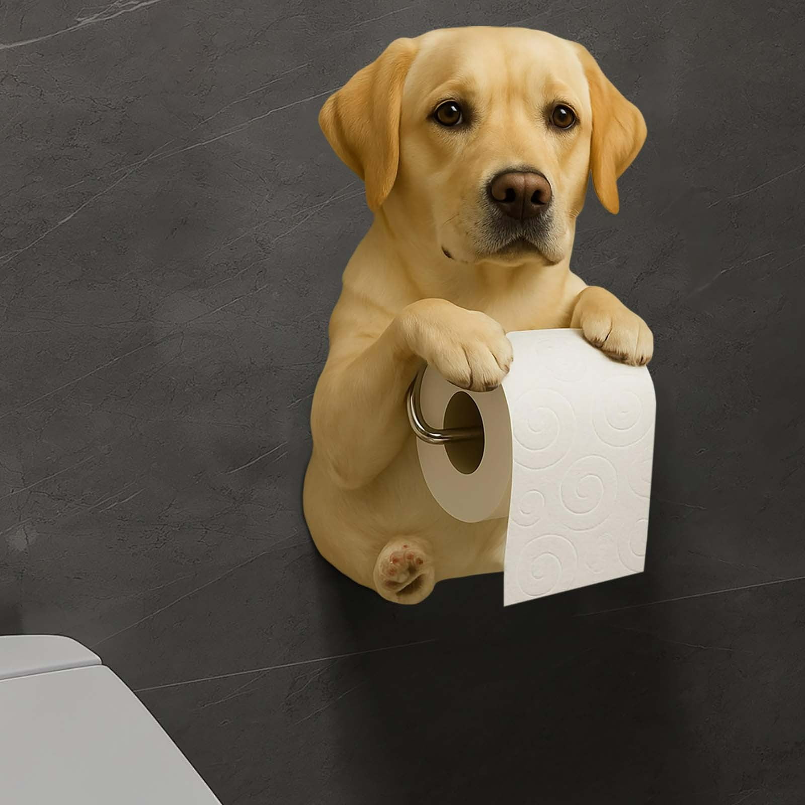 Darzheoy Dogs Toilet Roll Holder Series, 3D Resin Cute Dog Towel Rack, Wall Mouted Toilets Paper Storage Dispenser for Home Bathroom Kitchen J - Image 5