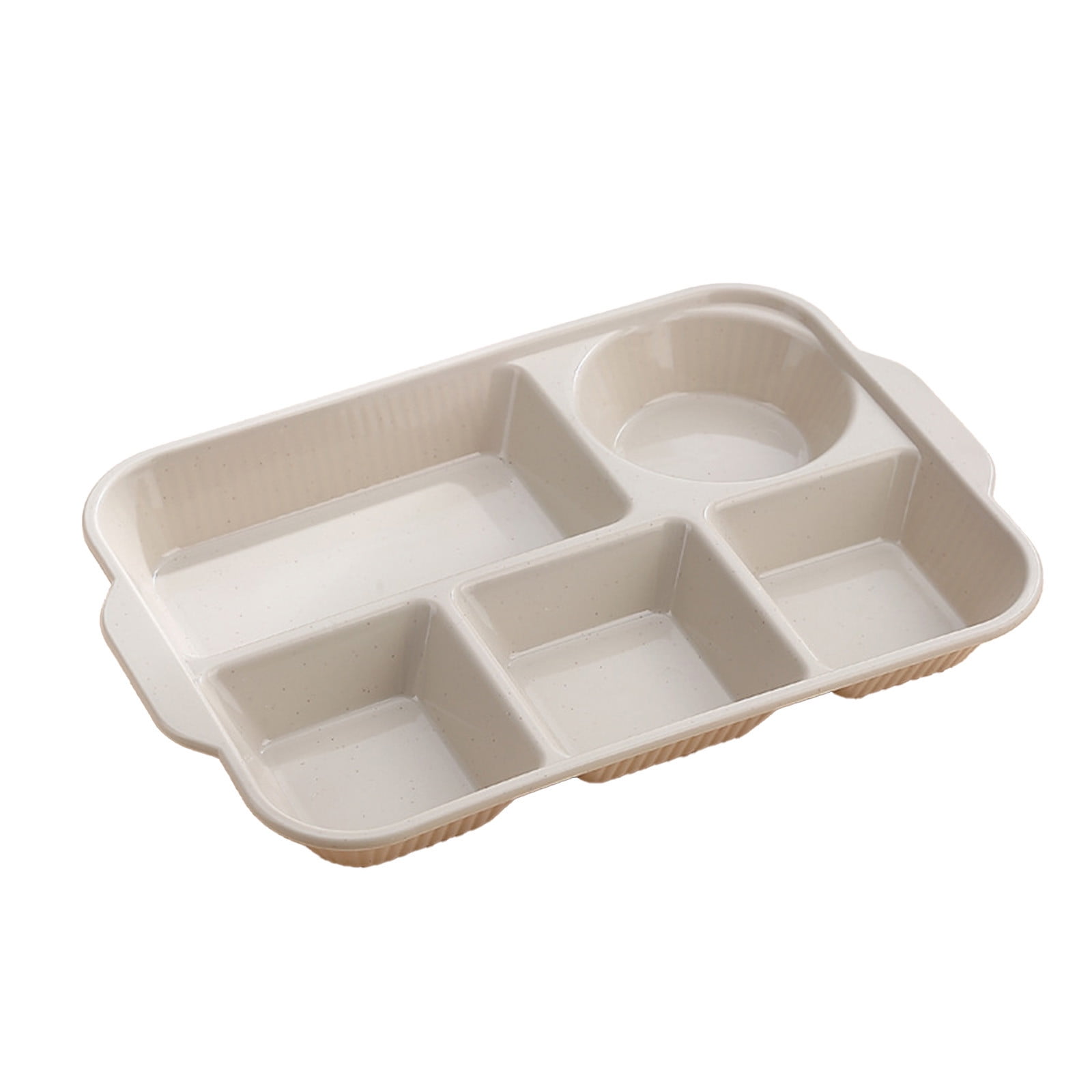 Darzheoy Unbreakable Divided Plates, 5-Compartment Wheat Straw Tray Divided Food Plates Lunch Trays Section Plates for Kids Adults, Microwave Dishwasher Safe, BPA Free Beige - Image 1