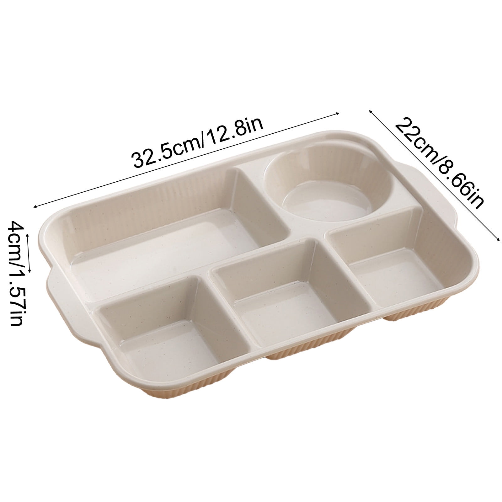 Darzheoy Unbreakable Divided Plates, 5-Compartment Wheat Straw Tray Divided Food Plates Lunch Trays Section Plates for Kids Adults, Microwave Dishwasher Safe, BPA Free Beige - Image 2