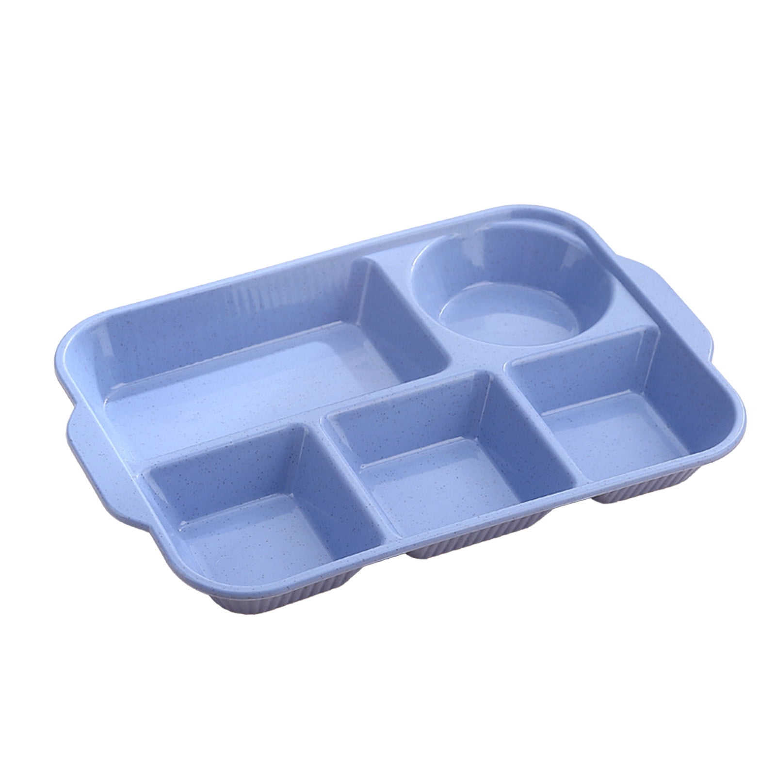 Darzheoy Unbreakable Divided Plates, 5-Compartment Wheat Straw Tray Divided Food Plates Lunch Trays Section Plates for Kids Adults, Microwave Dishwasher Safe, BPA Free Blue - Image 1