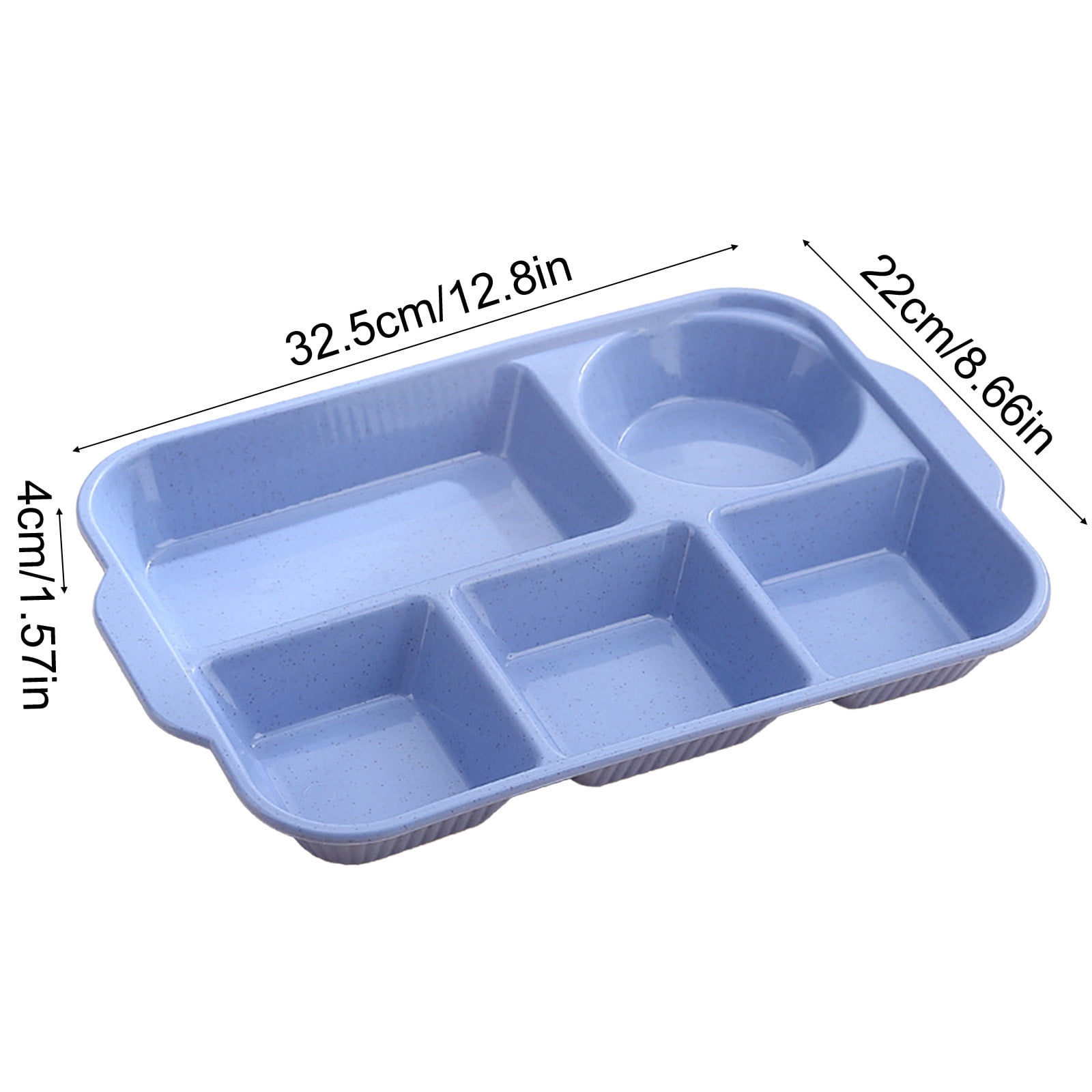 Darzheoy Unbreakable Divided Plates, 5-Compartment Wheat Straw Tray Divided Food Plates Lunch Trays Section Plates for Kids Adults, Microwave Dishwasher Safe, BPA Free Blue - Image 2