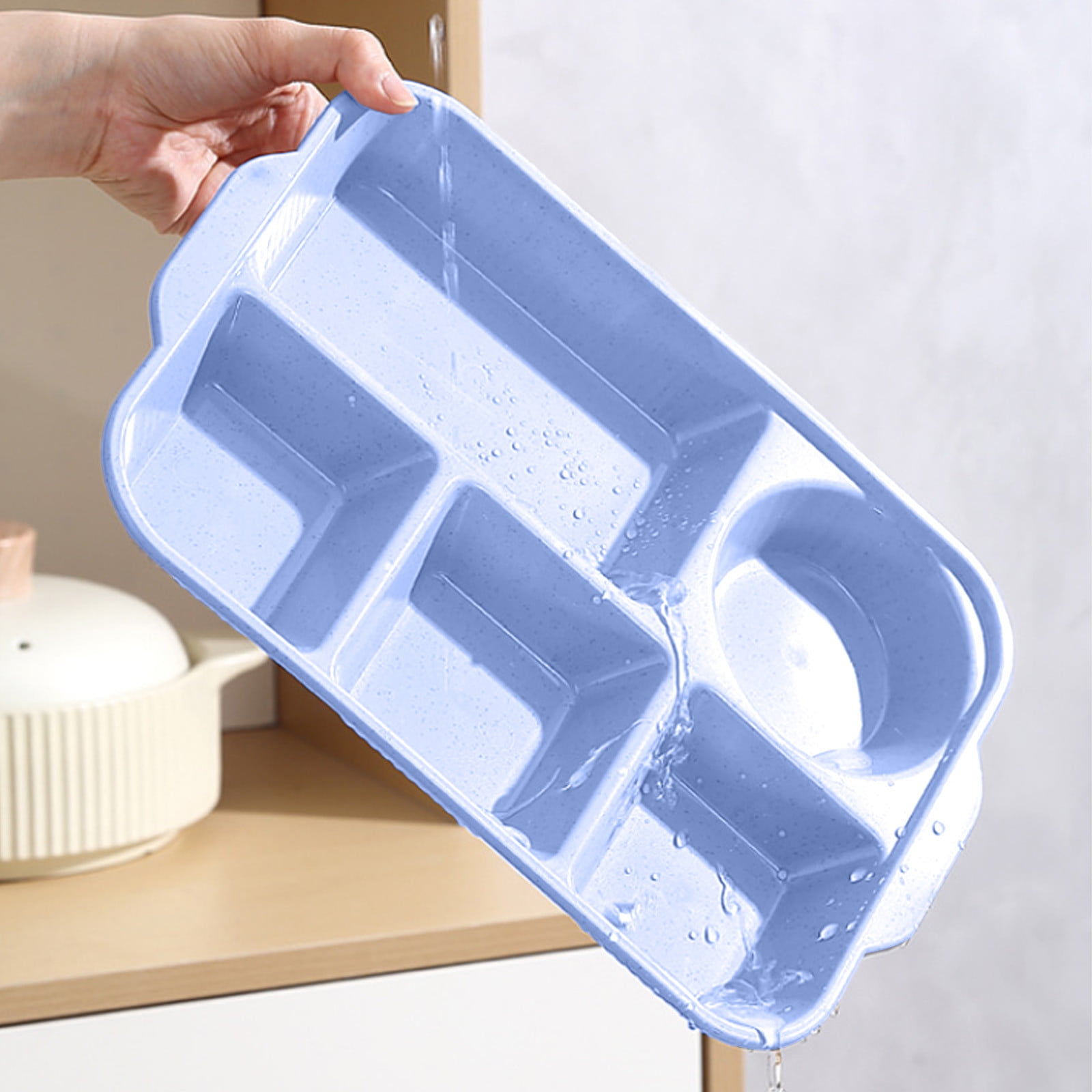 Darzheoy Unbreakable Divided Plates, 5-Compartment Wheat Straw Tray Divided Food Plates Lunch Trays Section Plates for Kids Adults, Microwave Dishwasher Safe, BPA Free Blue - Image 5