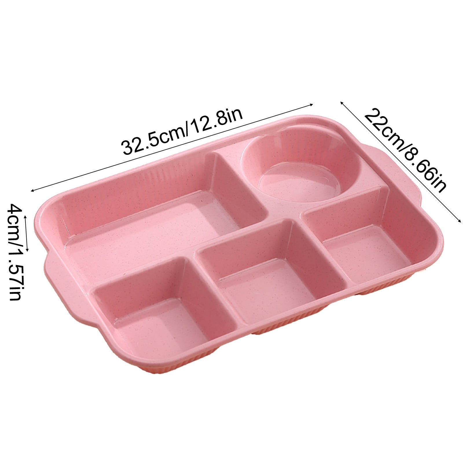 Darzheoy Unbreakable Divided Plates, 5-Compartment Wheat Straw Tray Divided Food Plates Lunch Trays Section Plates for Kids Adults, Microwave Dishwasher Safe, BPA Free Pink - Image 2