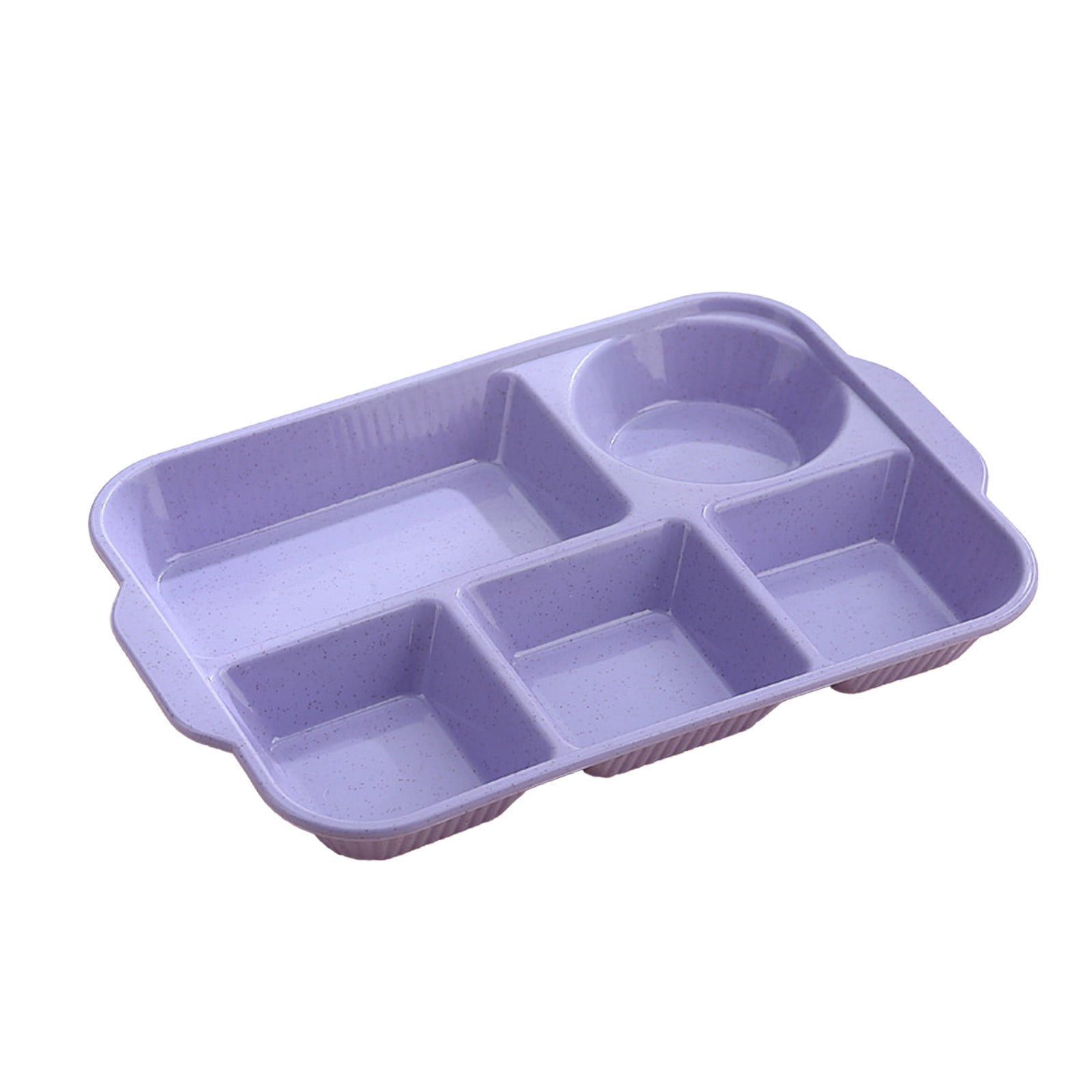 Darzheoy Unbreakable Divided Plates, 5-Compartment Wheat Straw Tray Divided Food Plates Lunch Trays Section Plates for Kids Adults, Microwave Dishwasher Safe, BPA Free Purple - Image 1