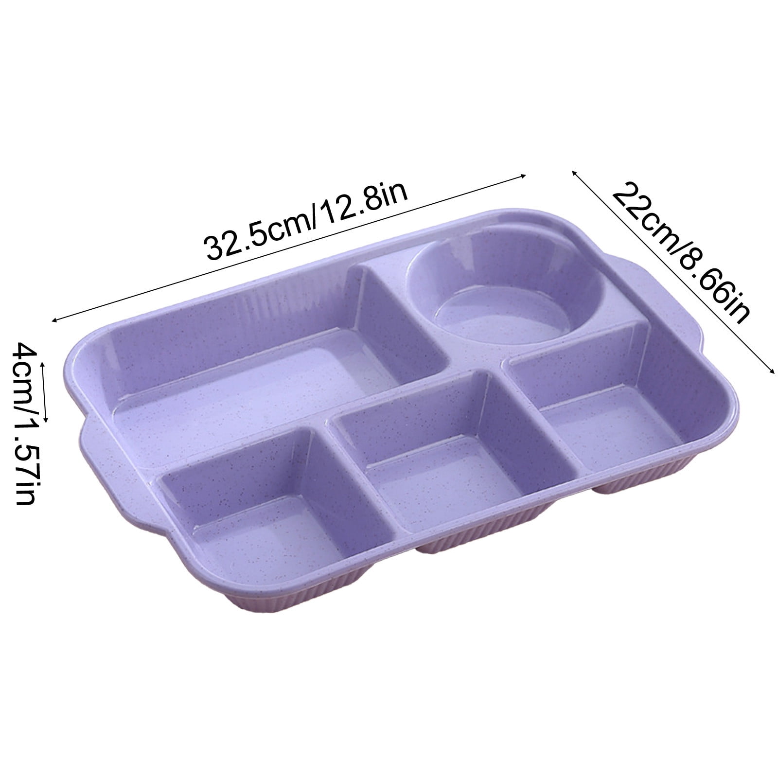 Darzheoy Unbreakable Divided Plates, 5-Compartment Wheat Straw Tray Divided Food Plates Lunch Trays Section Plates for Kids Adults, Microwave Dishwasher Safe, BPA Free Purple - Image 2