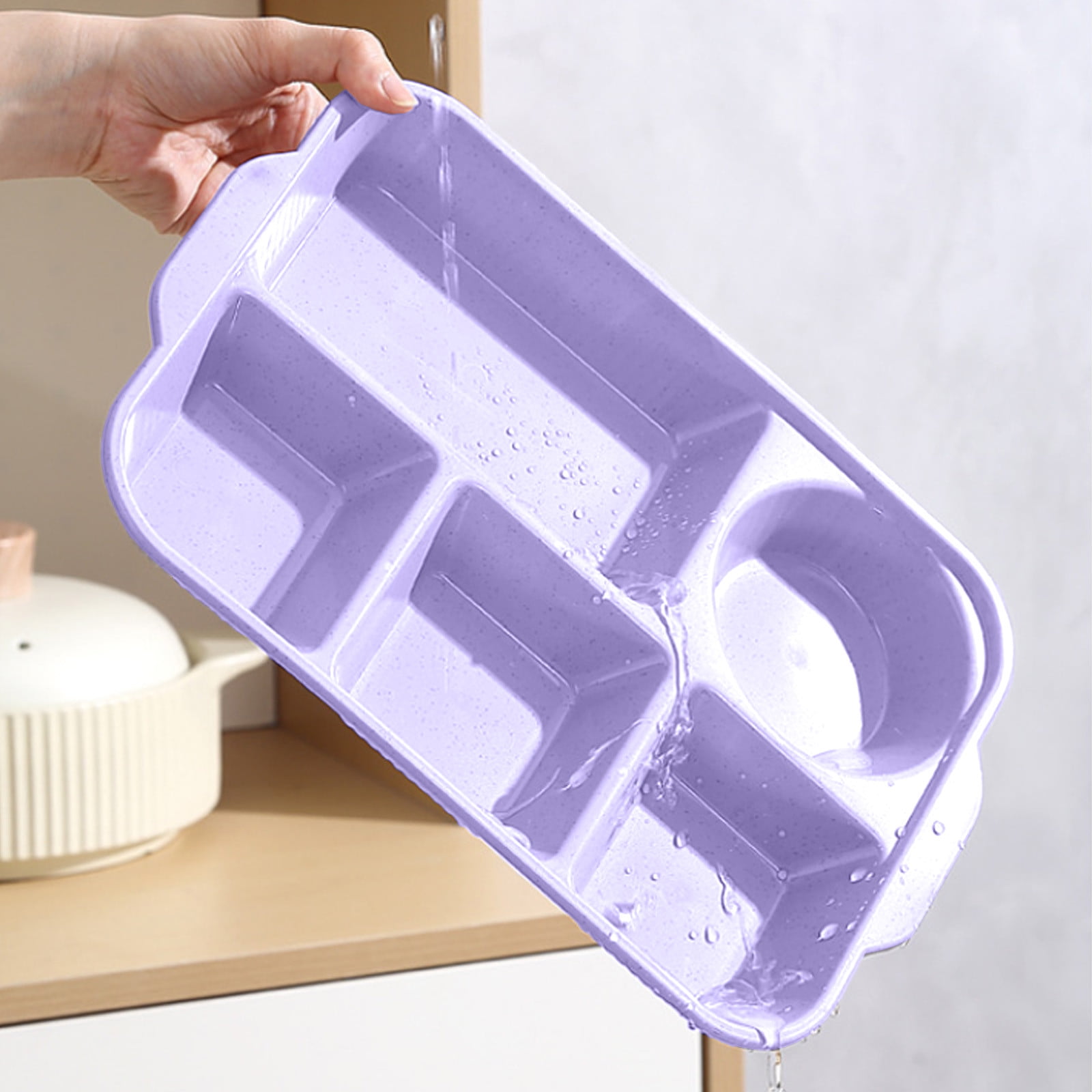 Darzheoy Unbreakable Divided Plates, 5-Compartment Wheat Straw Tray Divided Food Plates Lunch Trays Section Plates for Kids Adults, Microwave Dishwasher Safe, BPA Free Purple - Image 5