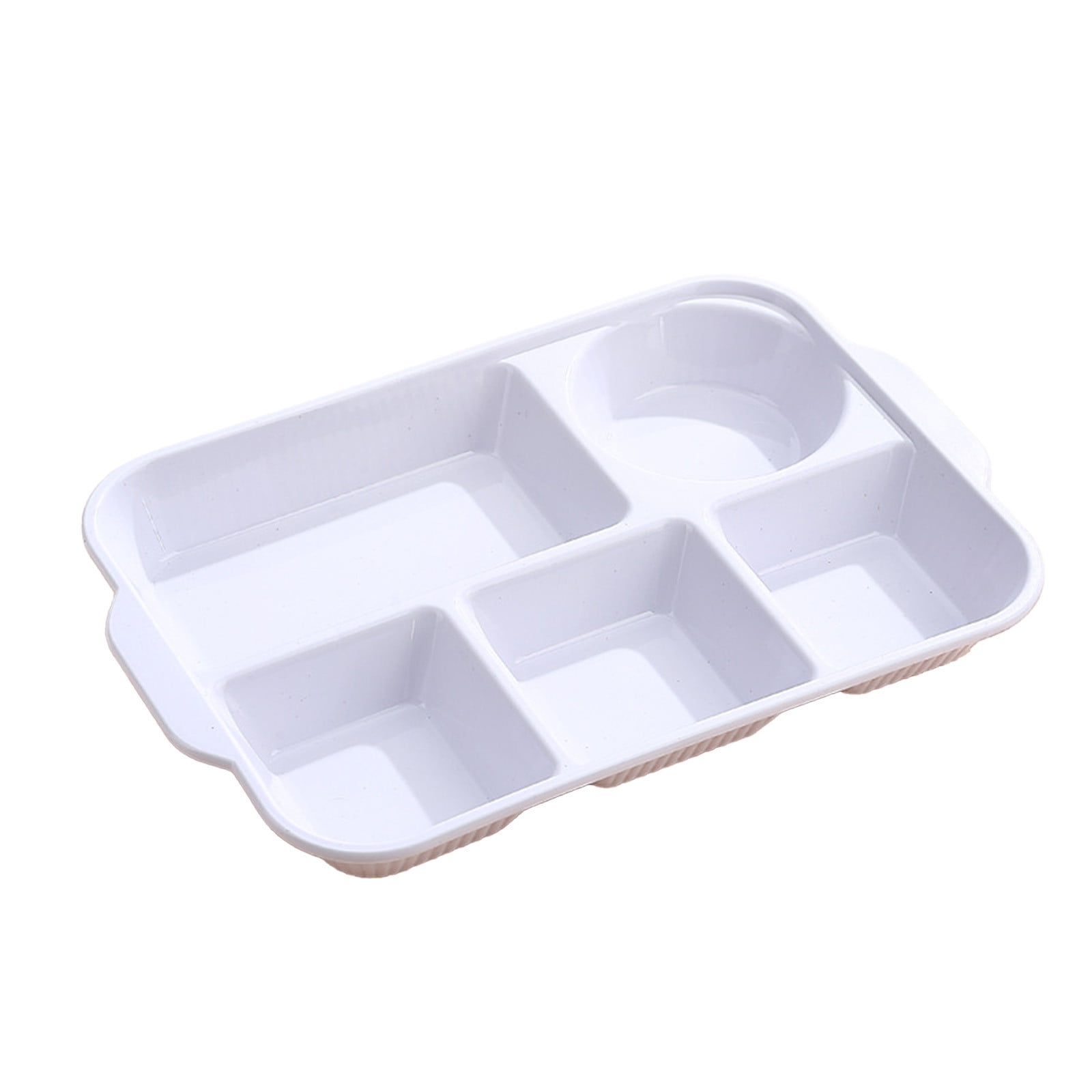 Darzheoy Unbreakable Divided Plates, 5-Compartment Wheat Straw Tray Divided Food Plates Lunch Trays Section Plates for Kids Adults, Microwave Dishwasher Safe, BPA Free White - Image 1