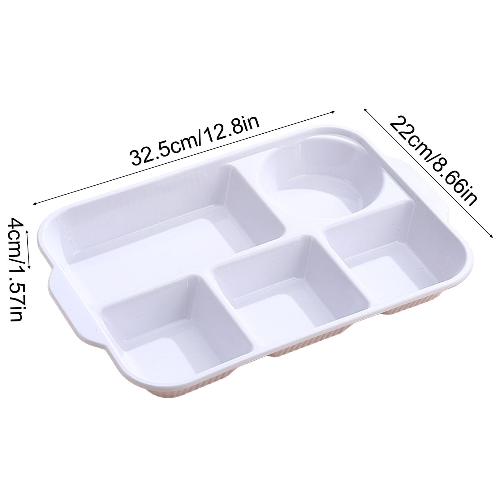 Darzheoy Unbreakable Divided Plates, 5-Compartment Wheat Straw Tray Divided Food Plates Lunch Trays Section Plates for Kids Adults, Microwave Dishwasher Safe, BPA Free White - Image 2