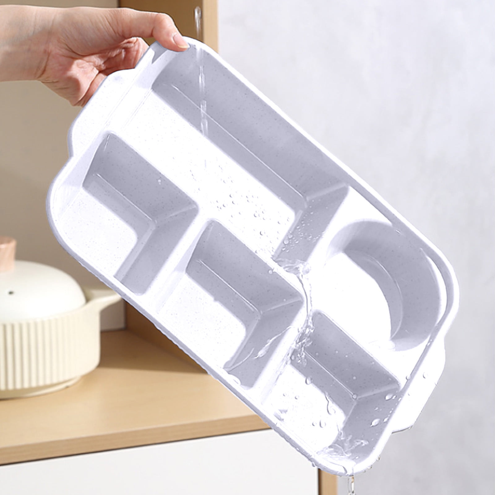 Darzheoy Unbreakable Divided Plates, 5-Compartment Wheat Straw Tray Divided Food Plates Lunch Trays Section Plates for Kids Adults, Microwave Dishwasher Safe, BPA Free White - Image 5