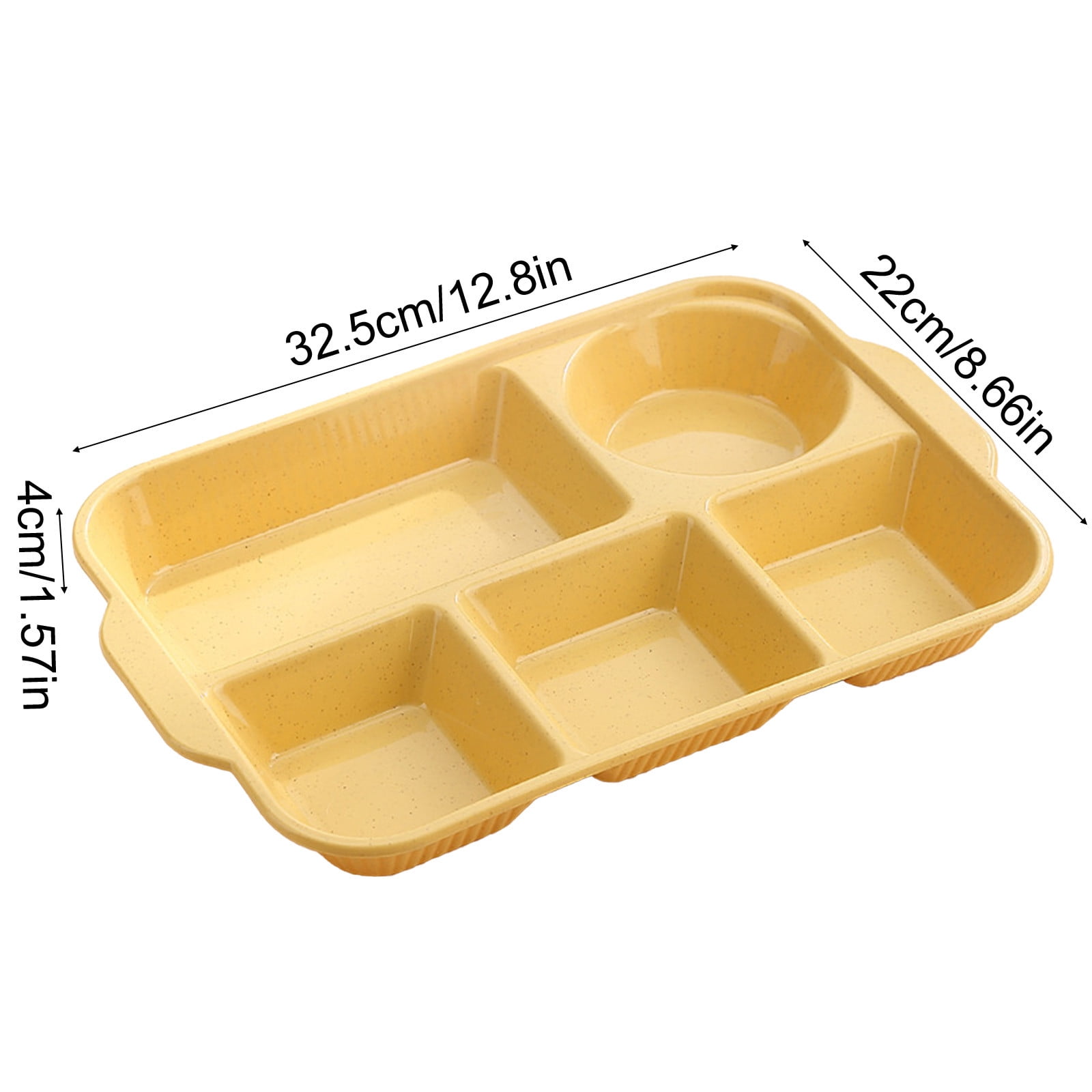 Darzheoy Unbreakable Divided Plates, 5-Compartment Wheat Straw Tray Divided Food Plates Lunch Trays Section Plates for Kids Adults, Microwave Dishwasher Safe, BPA Free Yellow - Image 2