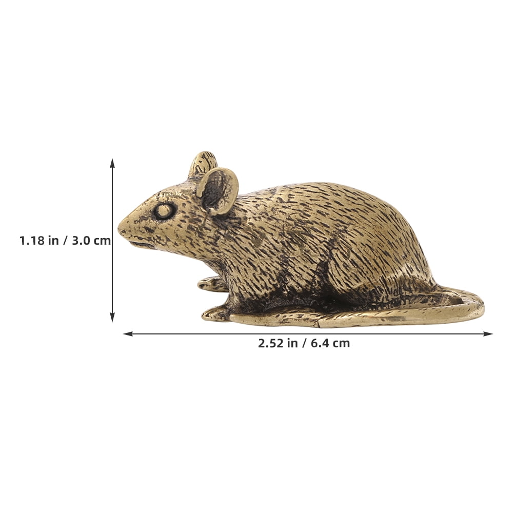 HOOWIFFY Brass Lucky Rat Figurine Traditional Feng Shui Sculpture for Home Decor and Office Display - Image 2