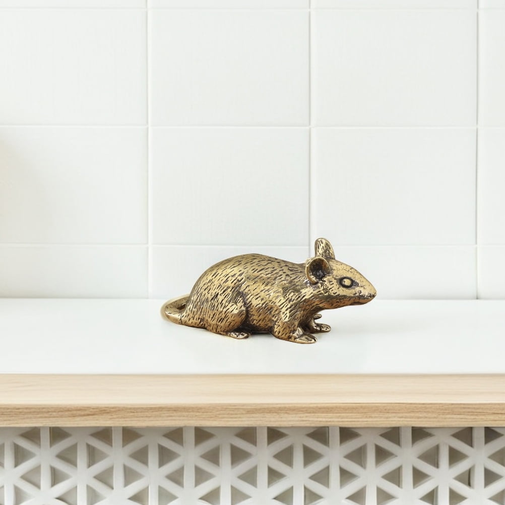 HOOWIFFY Brass Lucky Rat Figurine Traditional Feng Shui Sculpture for Home Decor and Office Display - Image 4