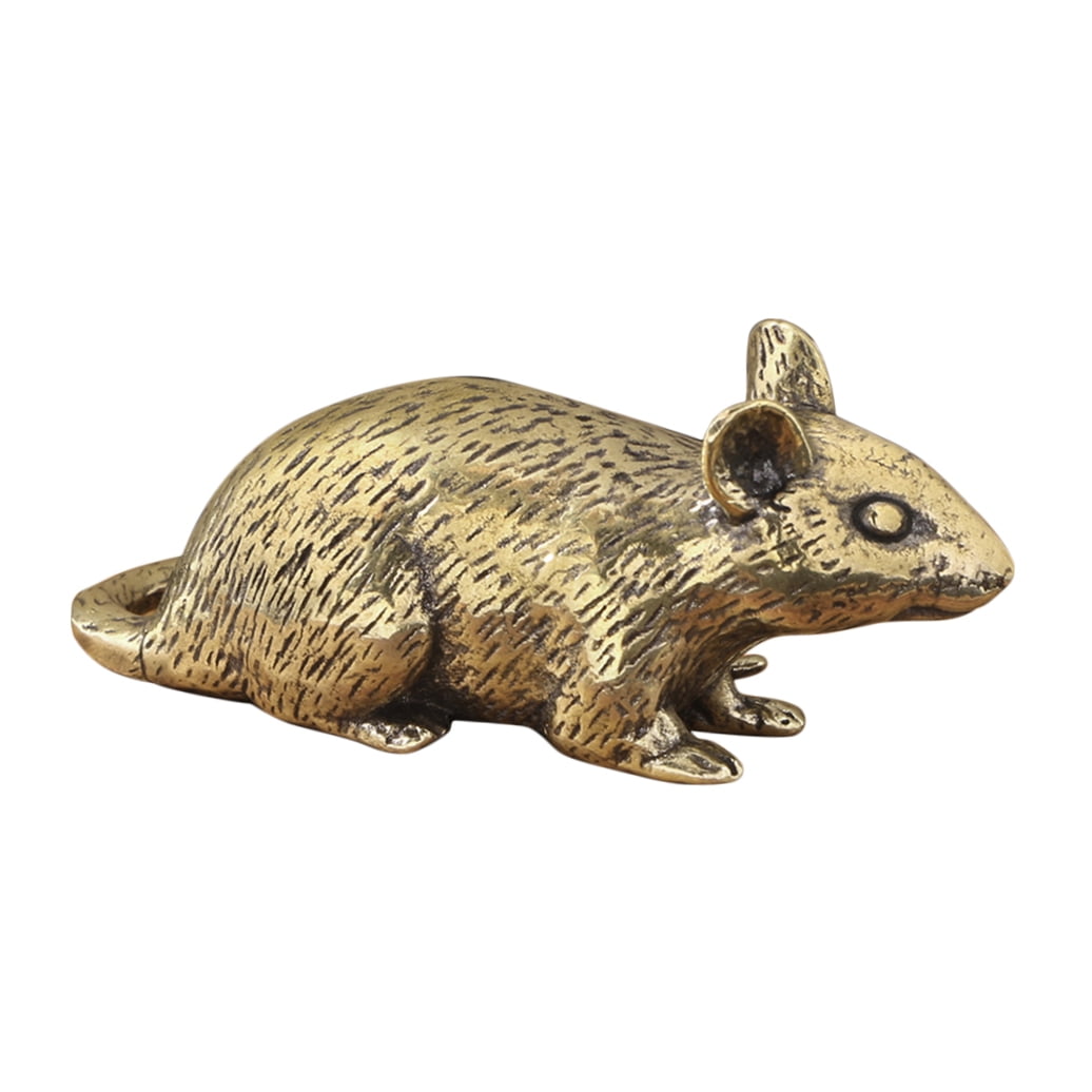 HOOWIFFY Brass Lucky Rat Figurine Traditional Feng Shui Sculpture for Home Decor and Office Display - Image 6