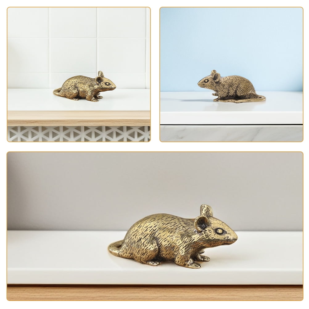 HOOWIFFY Brass Lucky Rat Figurine Traditional Feng Shui Sculpture for Home Decor and Office Display - Image 8