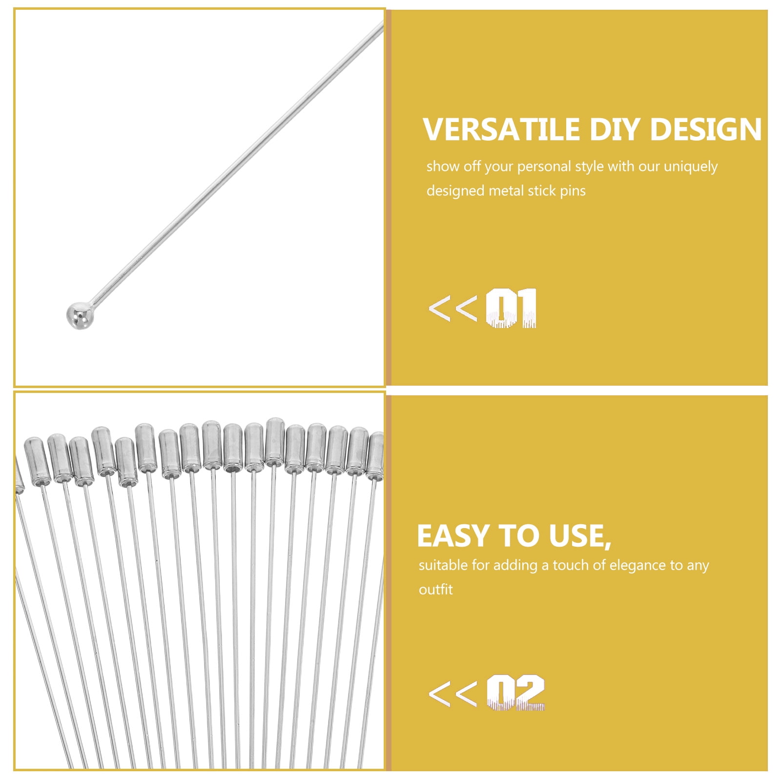 HOOWIFFY Stainless Steel Stick Pins for Crafts and Hats, Elegant and Portable, 20 Pieces - Image 3