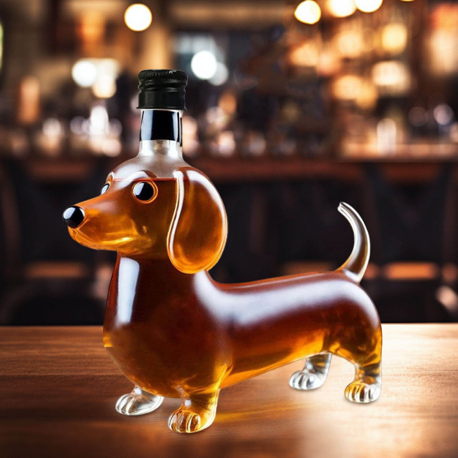 Darzheoy Wolf Whiskey Bottle, Funny Wolf Whiskey Bottle, 3D Wolf Shape Glass, Wine Decanter for Men Dad, Home Bar Dachshund Lover Decor Brown - Image 1