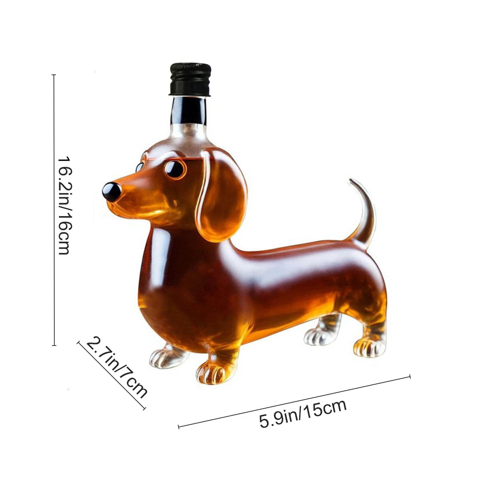 Darzheoy Wolf Whiskey Bottle, Funny Wolf Whiskey Bottle, 3D Wolf Shape Glass, Wine Decanter for Men Dad, Home Bar Dachshund Lover Decor Brown - Image 3