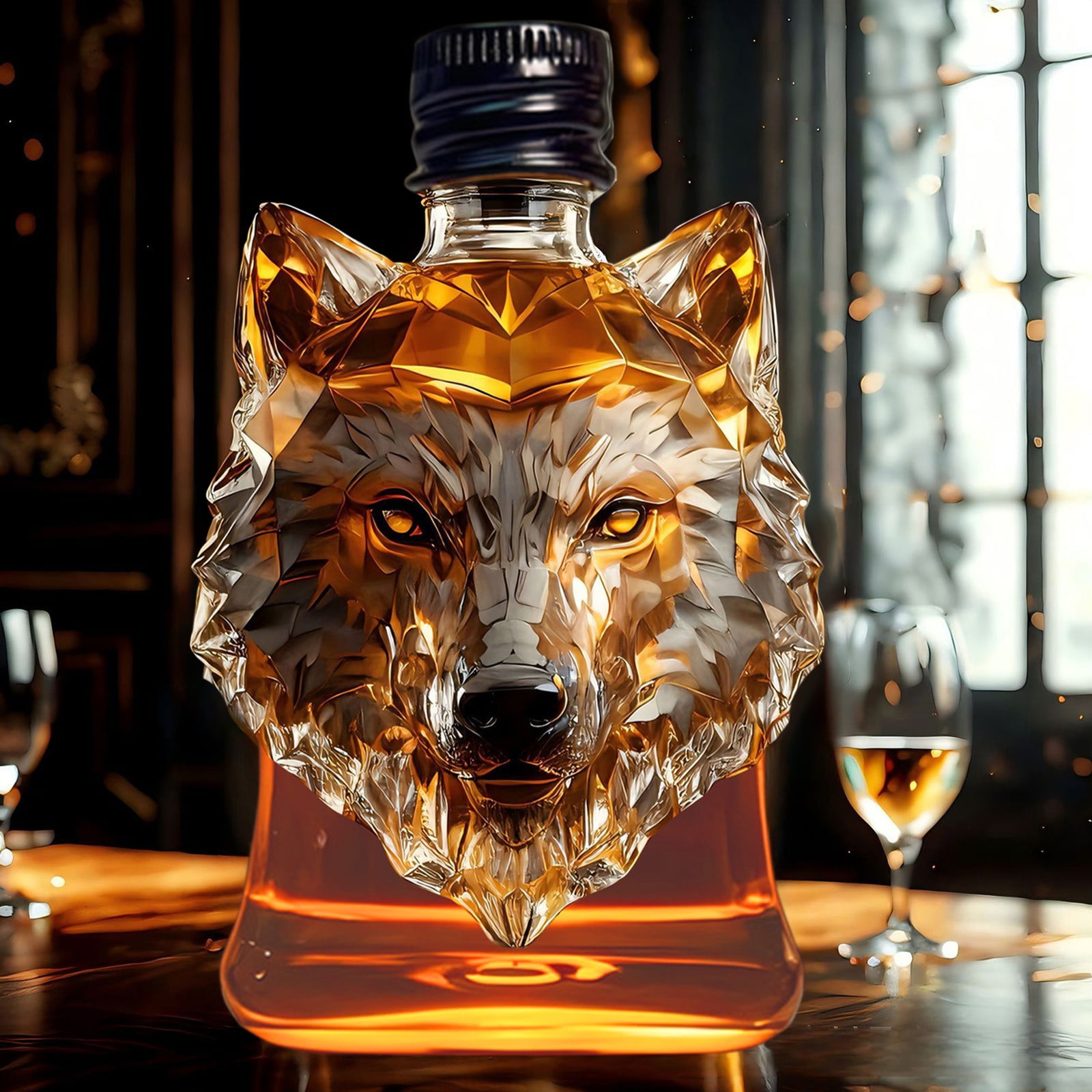 Darzheoy Wolf Whiskey Bottle, Funny Wolf Whiskey Bottle, 3D Wolf Shape Glass, Wine Decanter for Men Dad, Home Bar Dachshund Lover Decor D - Image 4