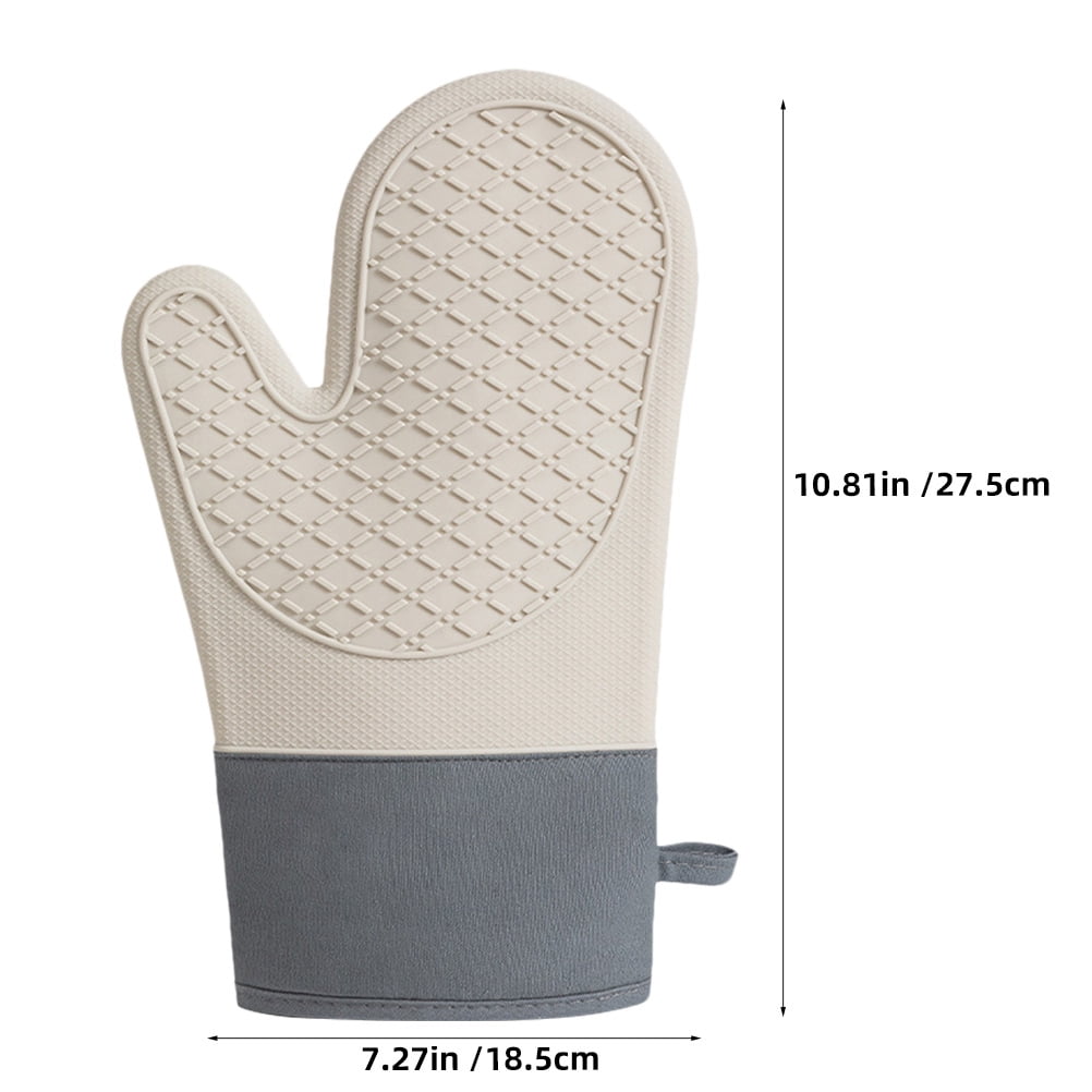 HOOWIFFY Silicone Oven Mitts Baking Gloves White 2 Pieces for Kitchen Cooking - Image 2